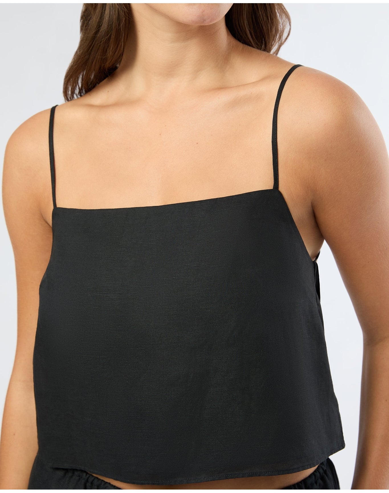 Women | Air Linen Square Neck Tank Top | Black VTAG V2 - Image 4