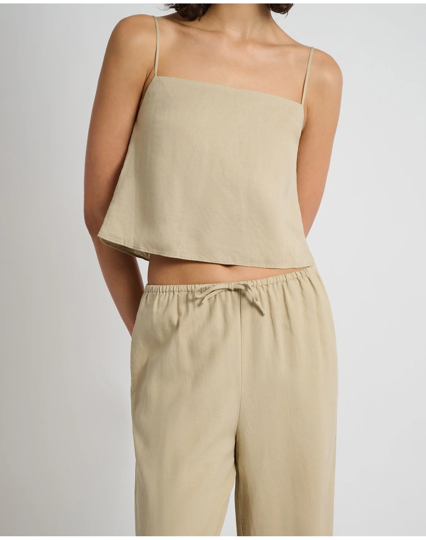 Women | Air Linen Square Neck Tank Top | Jute
