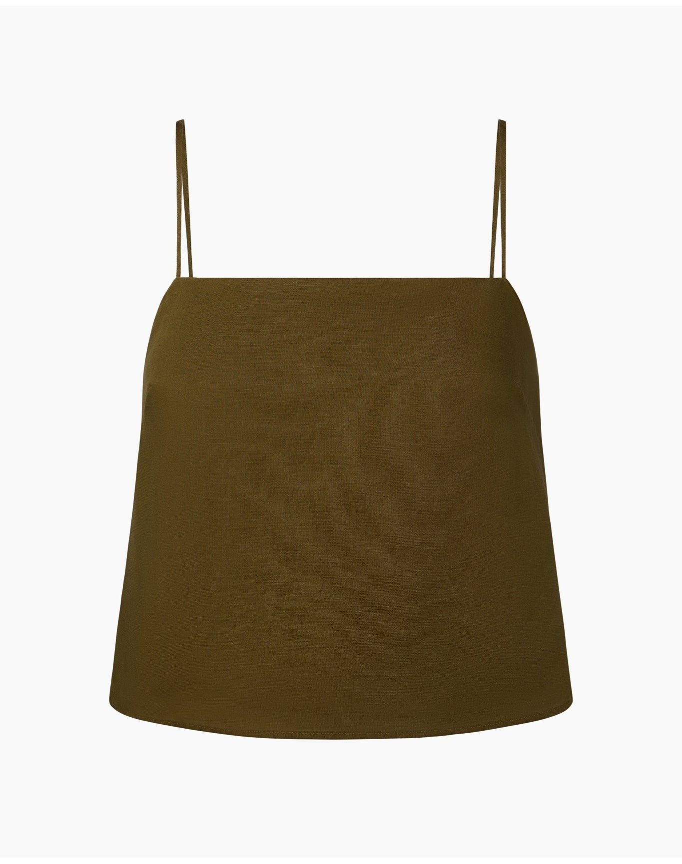 Women | Air Linen Square Neck Tank Top | Olive - Image 2