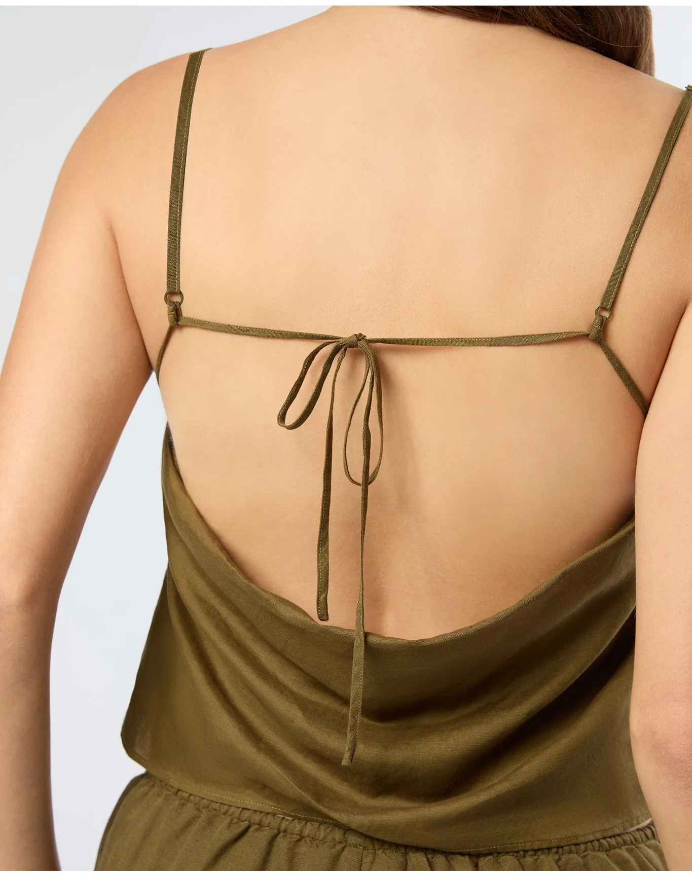 Women | Air Linen Square Neck Tank Top | Olive - Image 5