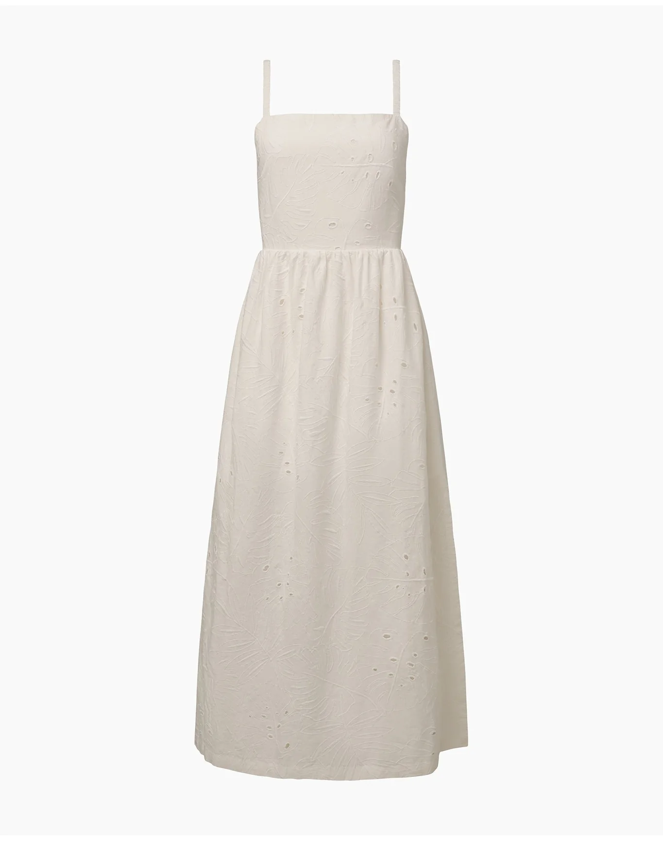 Women | Air Linen Straight Neck Maxi Dress | White - Image 2