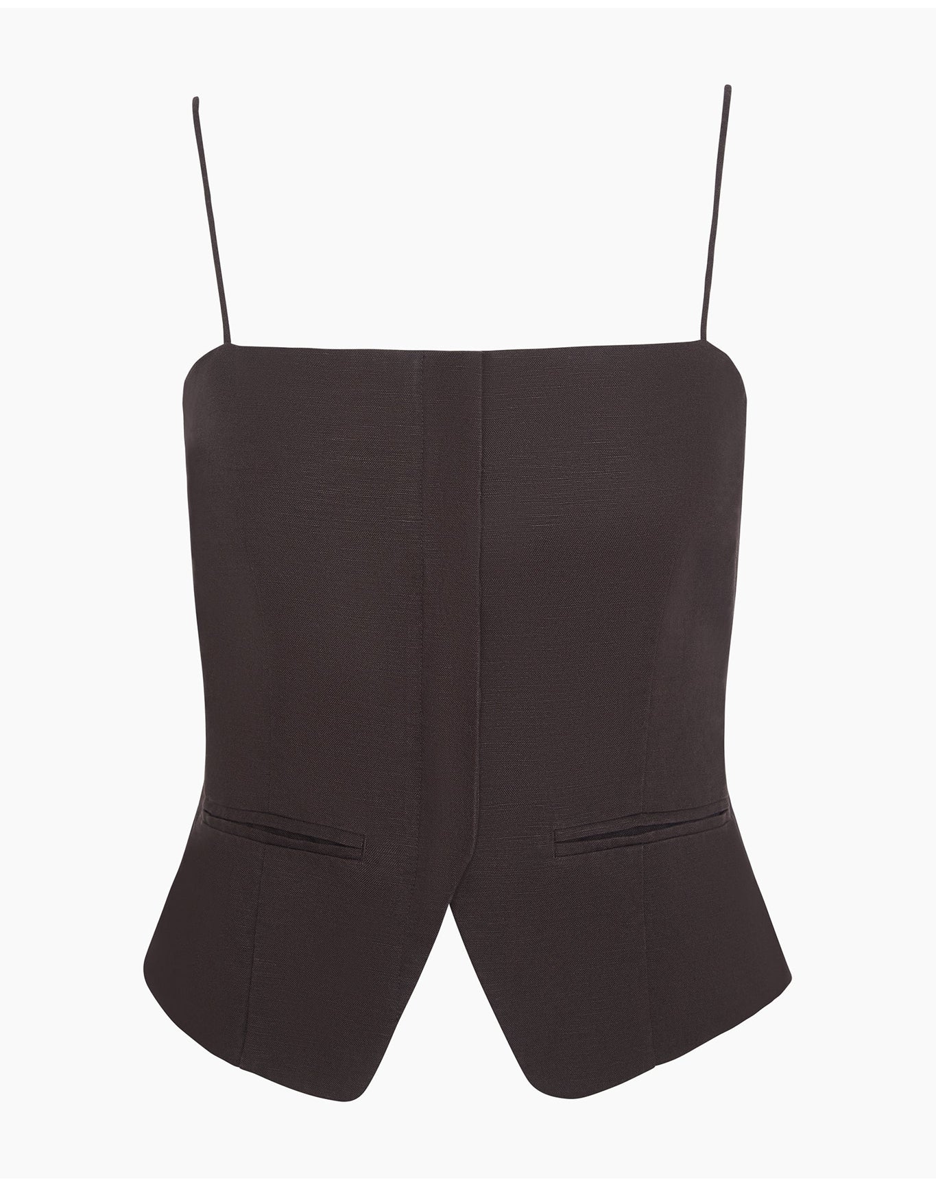 Women | Air Linen Straight Neck Top | Espresso - Image 2