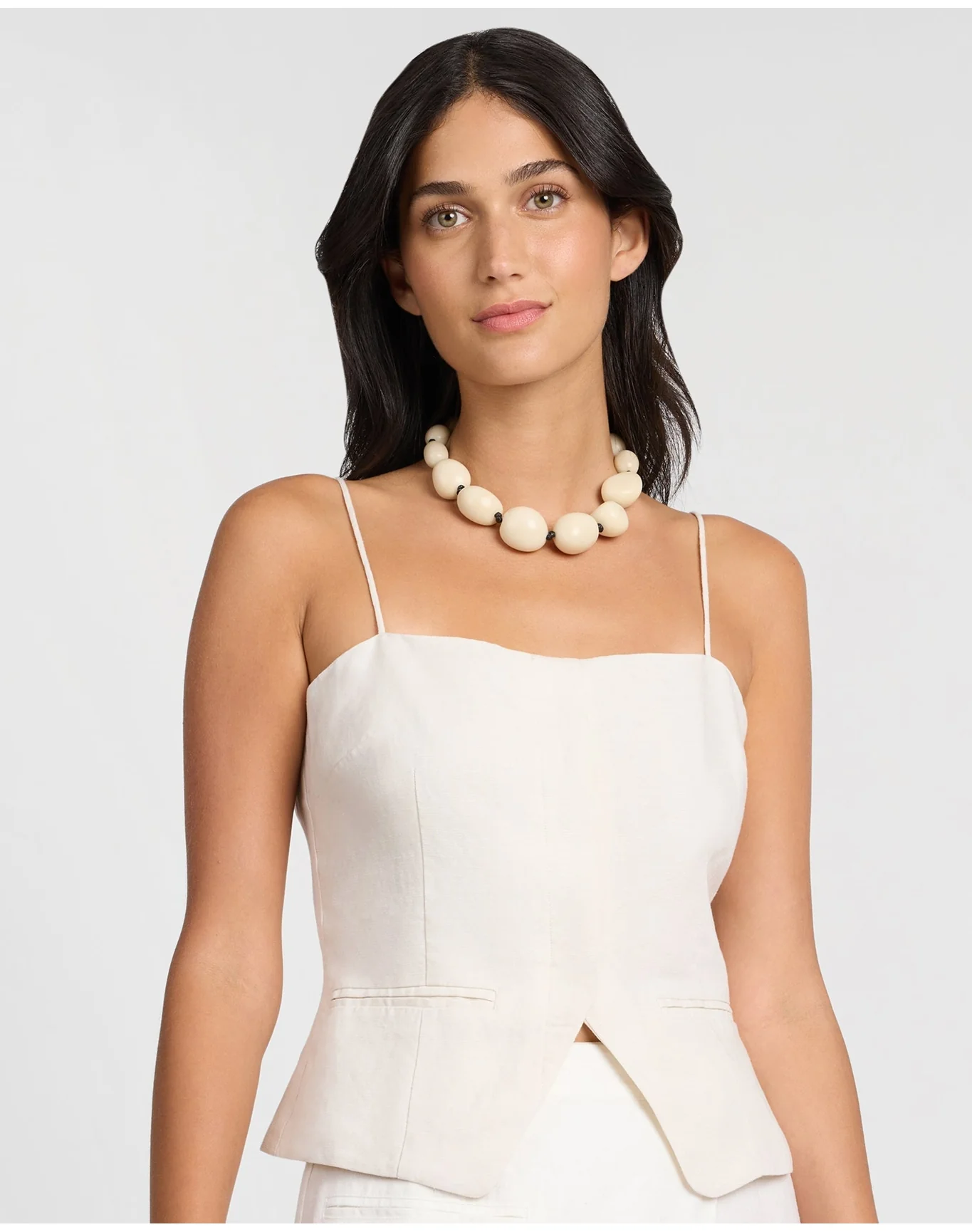 Women | Air Linen Straight Neck Top | Natural