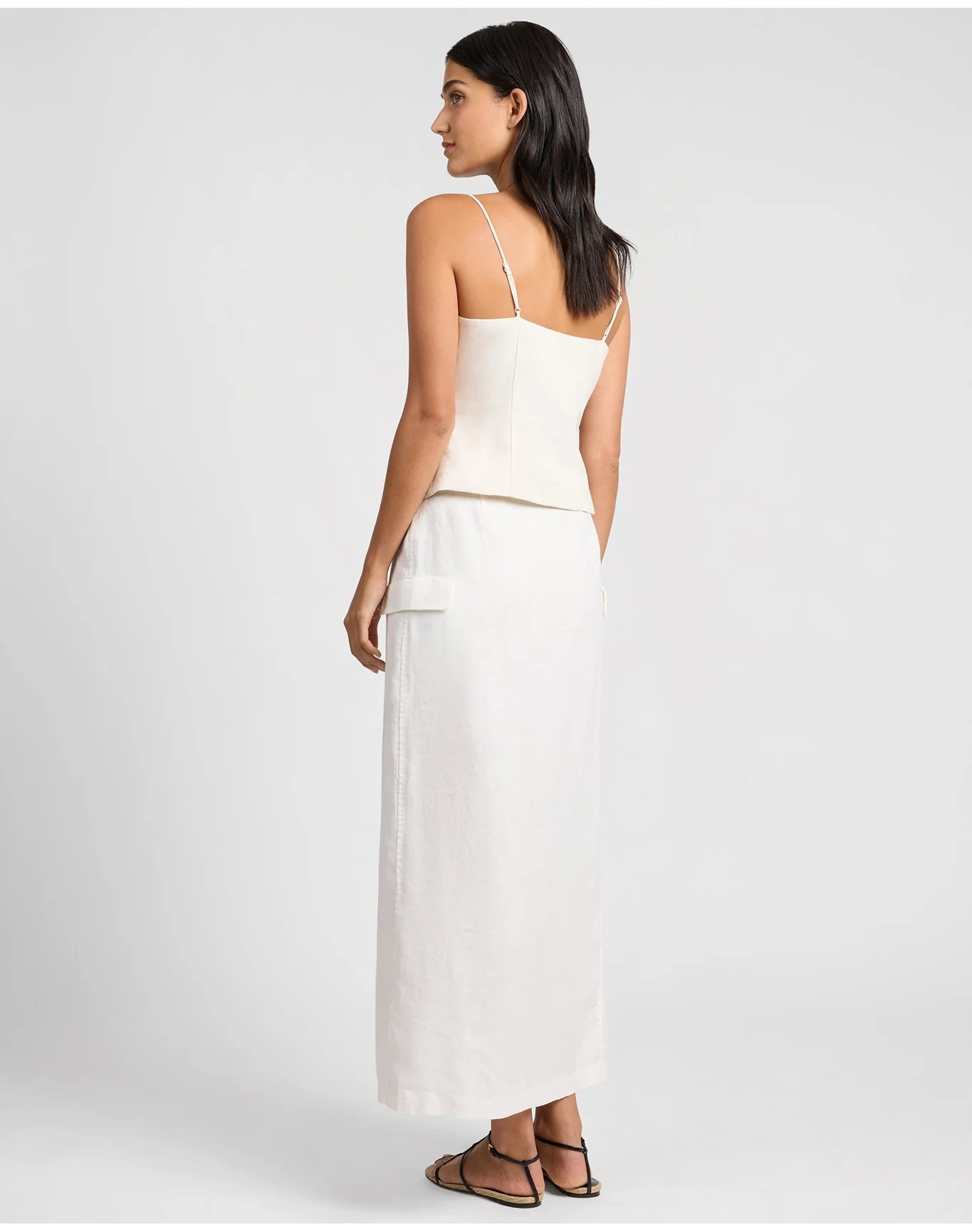 Women | Air Linen Straight Neck Top | Natural - Image 5