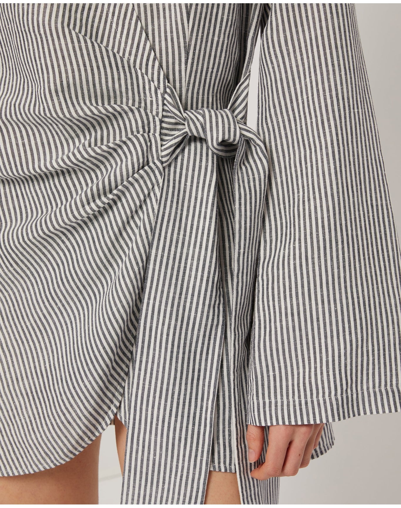 Women | Air Linen Wrap Dress | Grey - Image 3