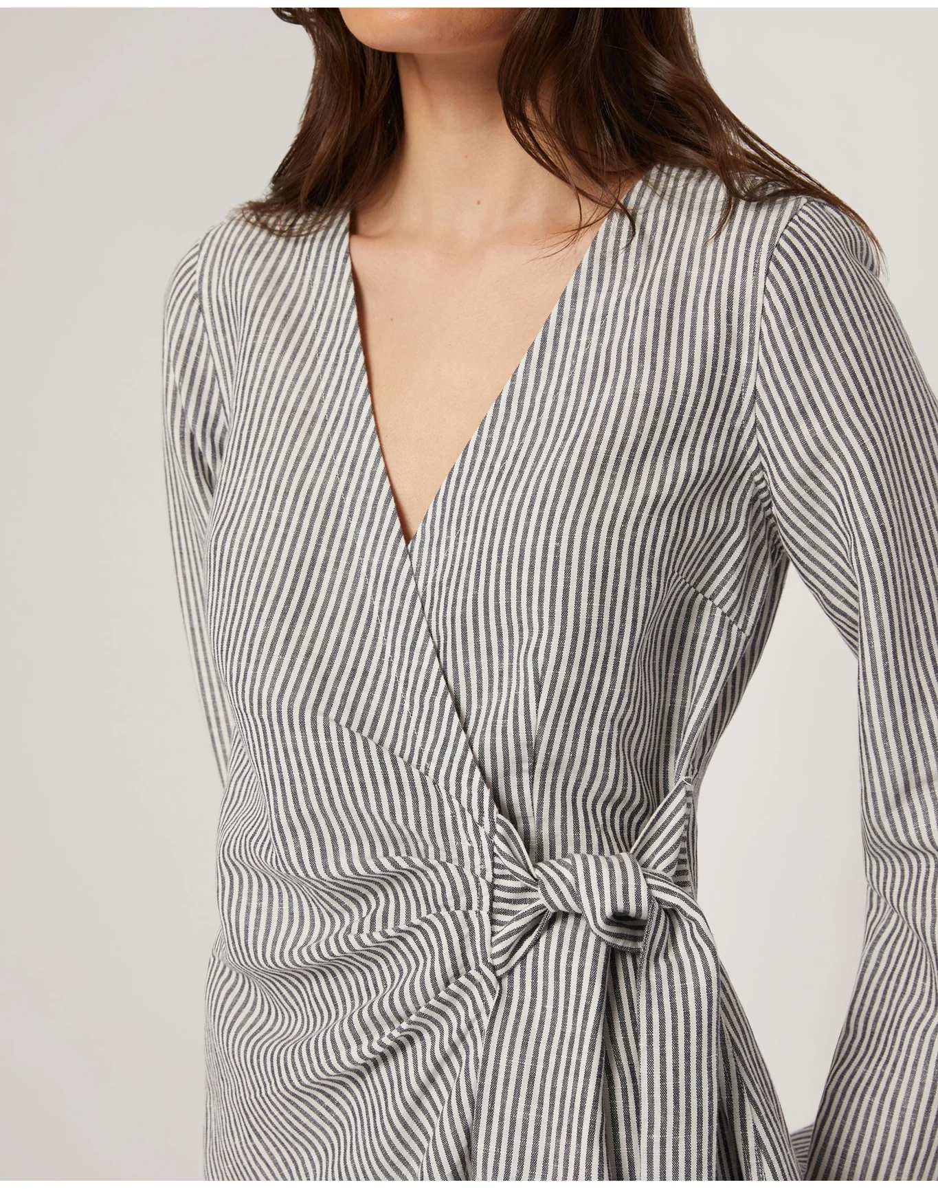 Women | Air Linen Wrap Dress | Grey - Image 4