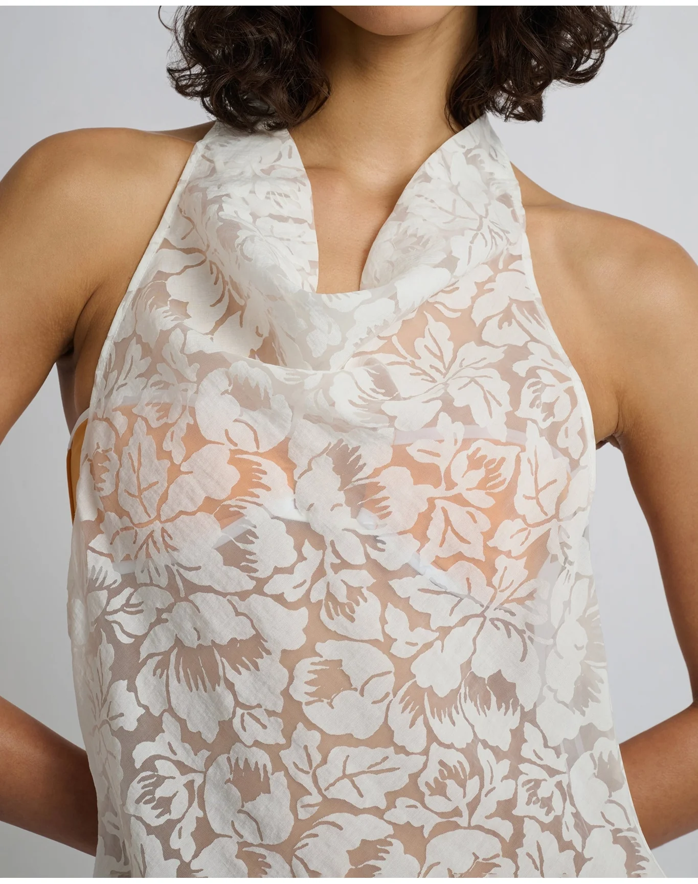 Women | Burnout Cowl Mini Dress | White - Image 4