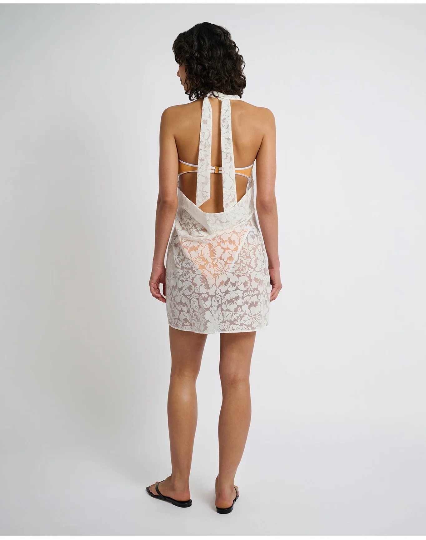 Women | Burnout Cowl Mini Dress | White - Image 6