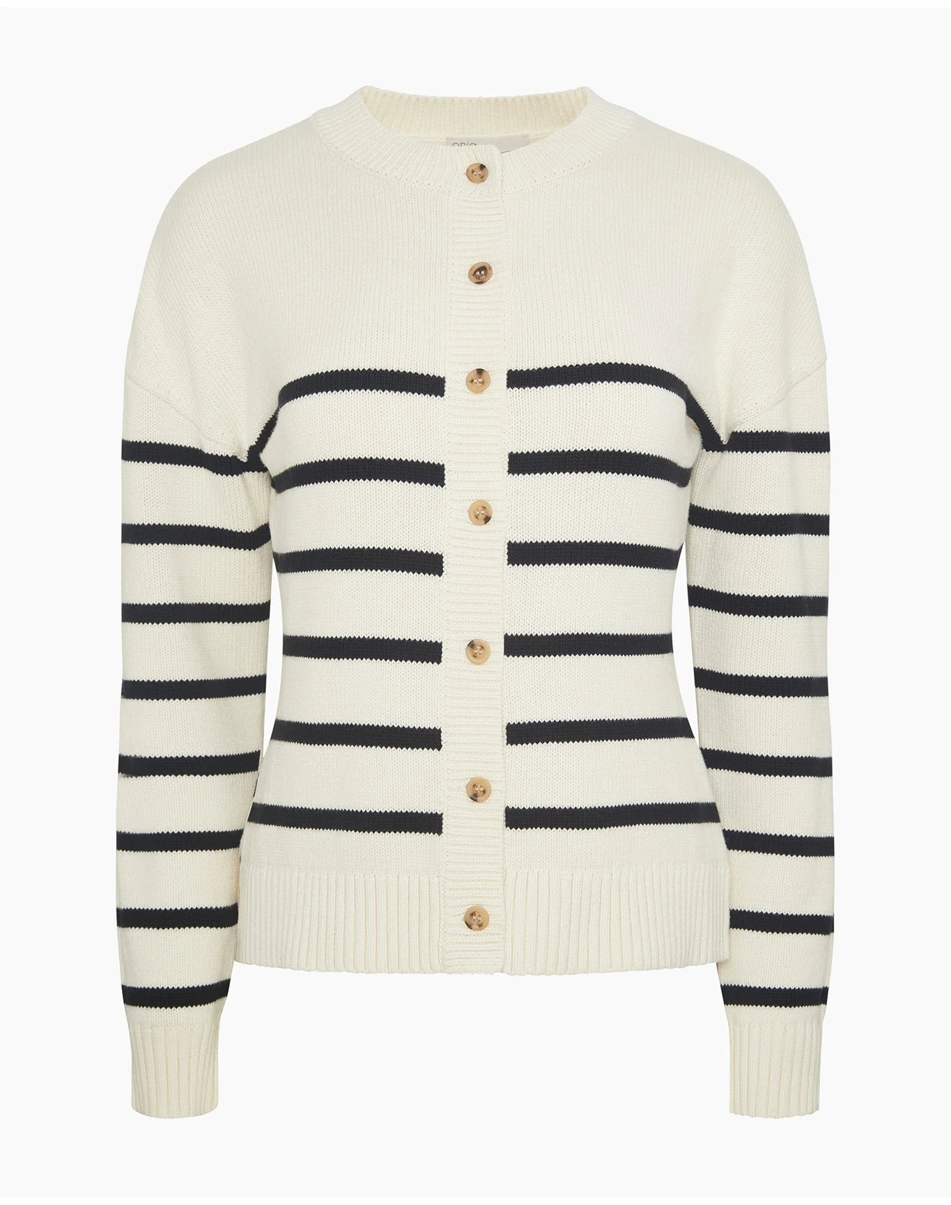 Women | Cotton Fitted Cardigan | Off White Black - Image 3