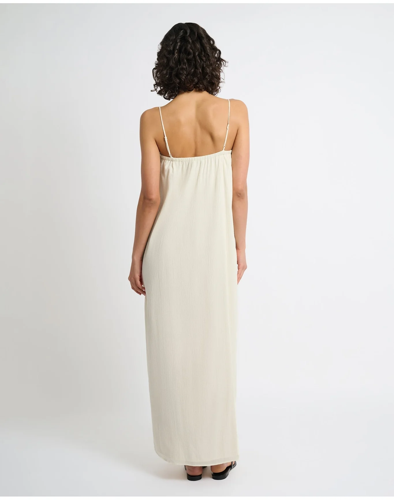 Women | Crinkle Gauze Maxi Dress | Egret - Image 5