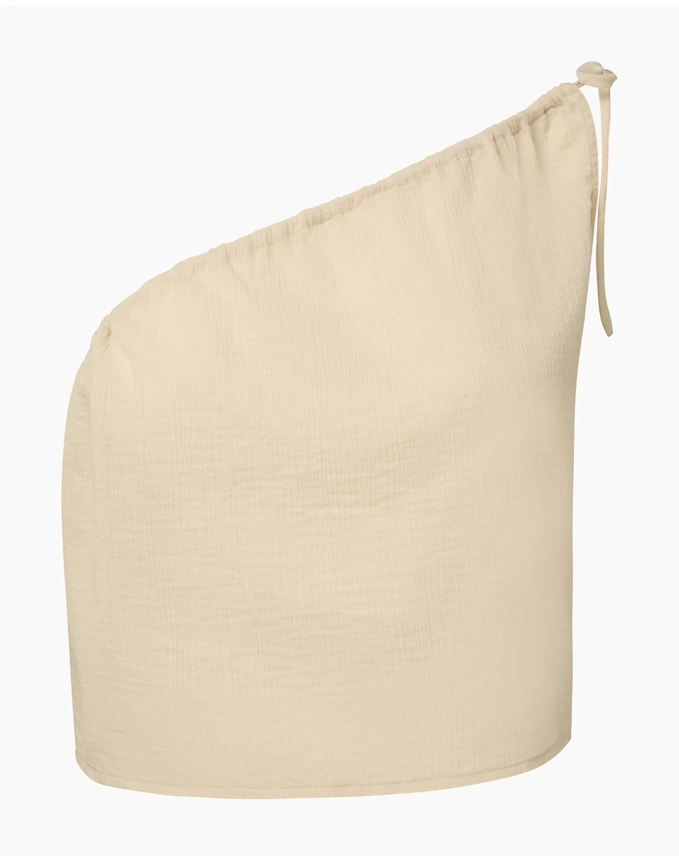 Women | Crinkle Gauze One Shoulder Top | Egret - Image 2