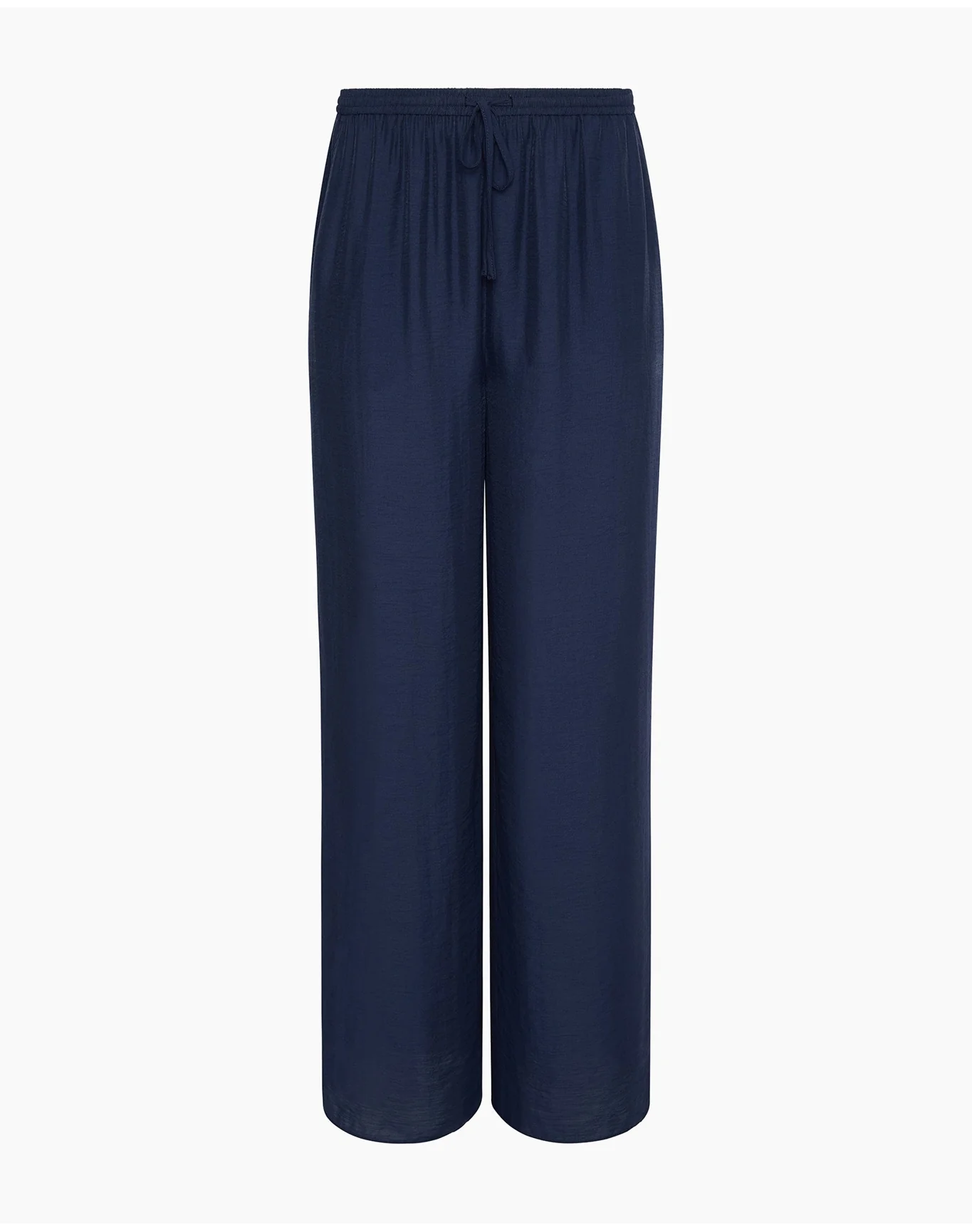 Women | Crinkle Wide Leg Drawstring Pant | Deep Navy - Image 2
