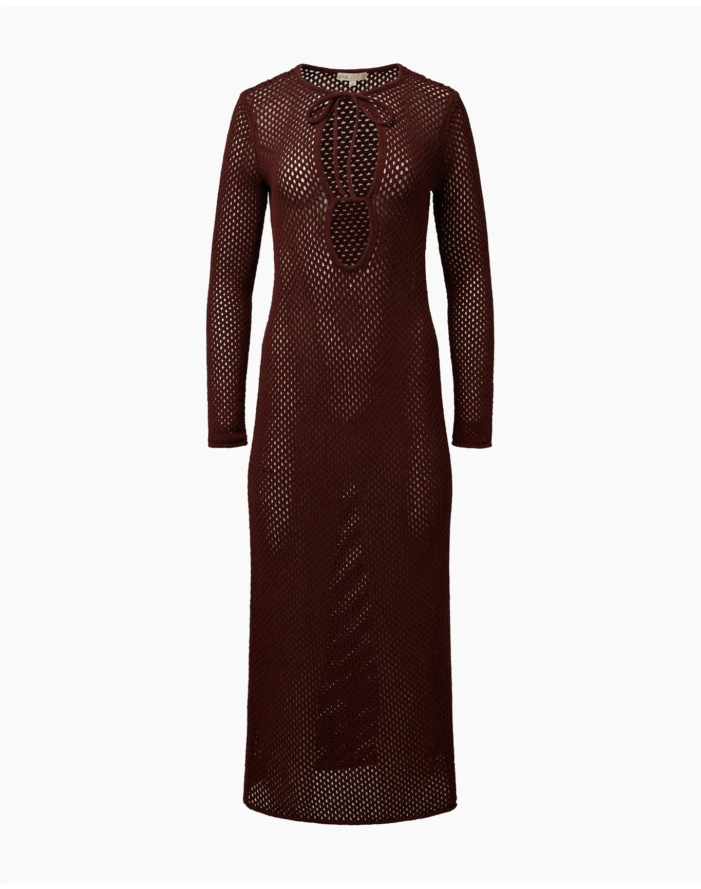 Women | Crochet Knit Cutout Maxi Dress | Rum - Image 2