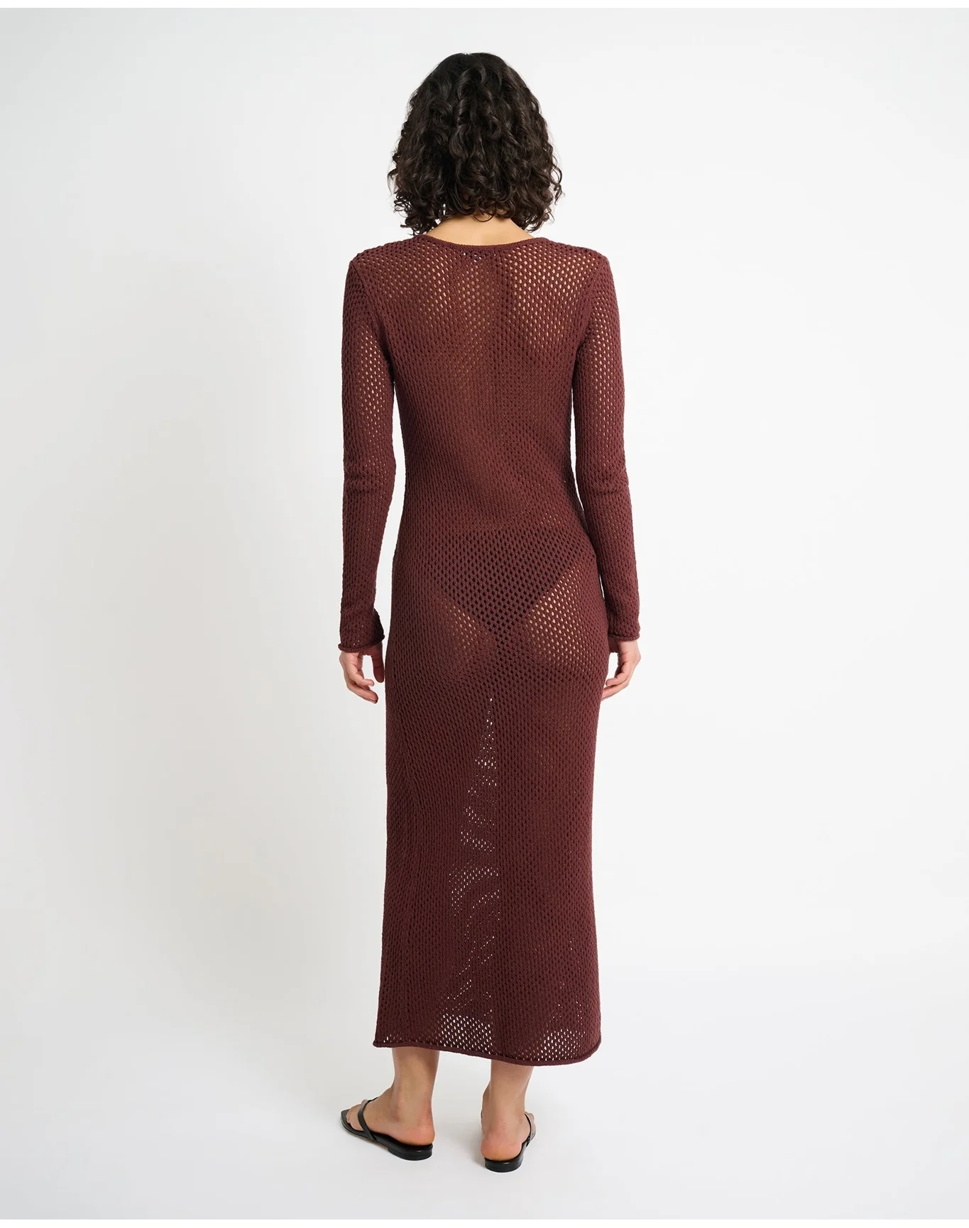 Women | Crochet Knit Cutout Maxi Dress | Rum - Image 5