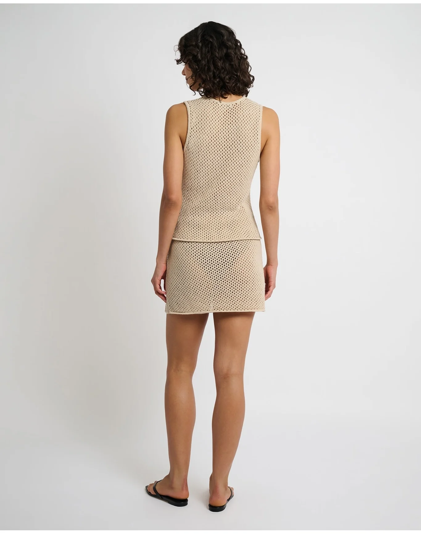 Women | Crochet Knit Mini Skirt | Sandshell - Image 5