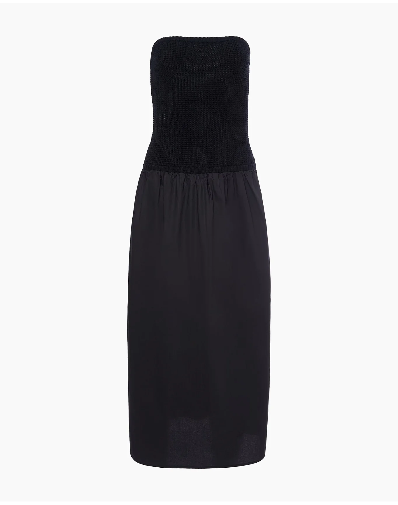 Women | Crochet Knit Poplin Maxi Dress | Black - Image 2