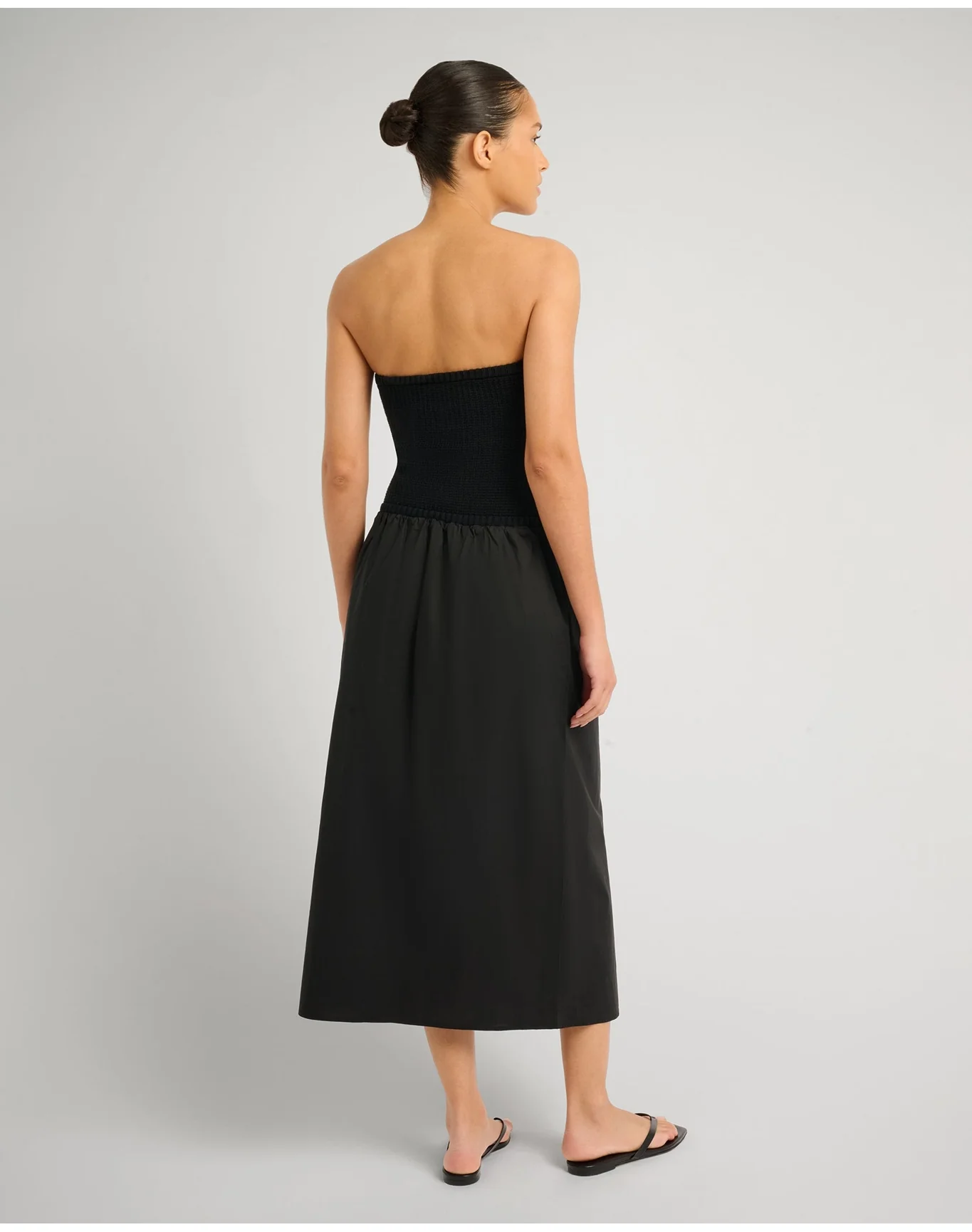 Women | Crochet Knit Poplin Maxi Dress | Black - Image 4