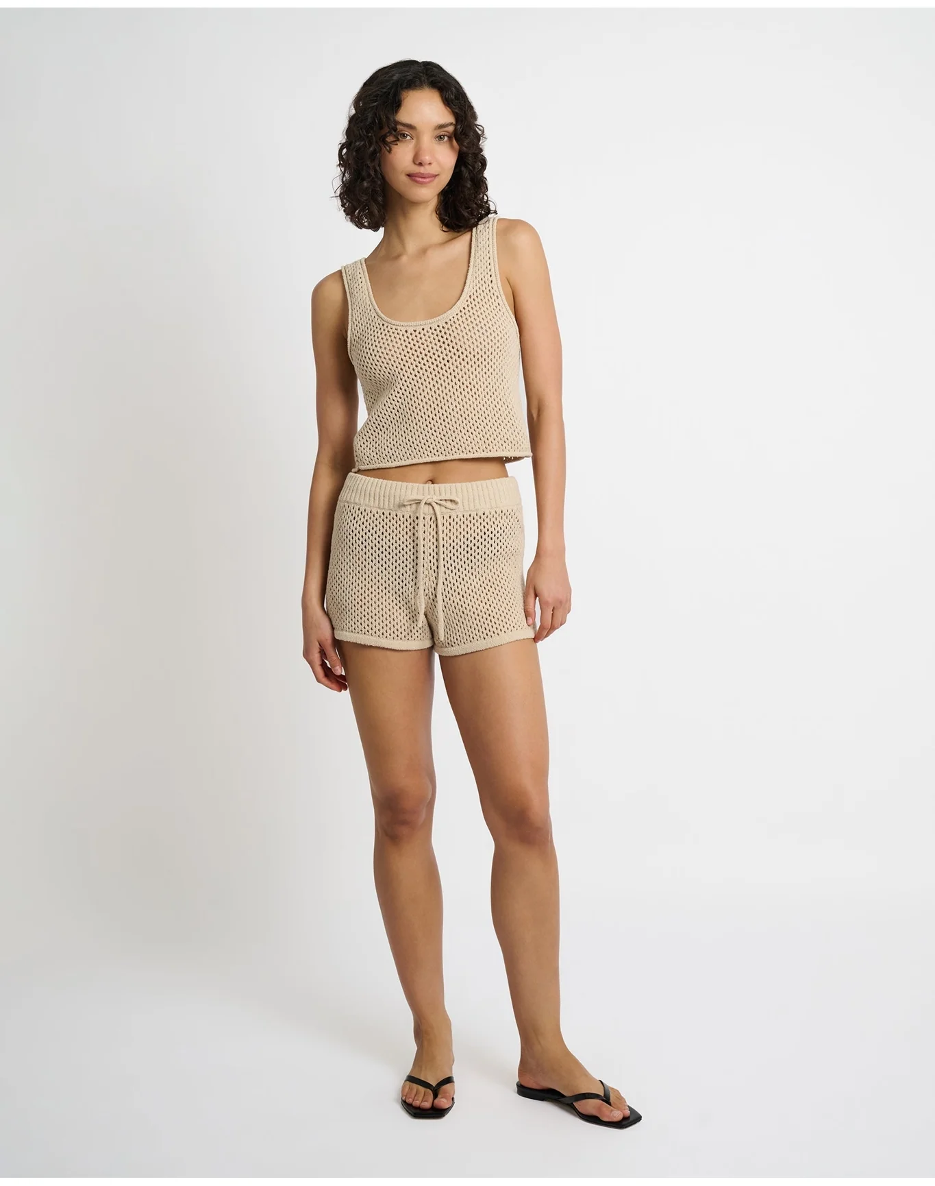 Women | Crochet Knit Scoop Tank | Sandshell - Image 3