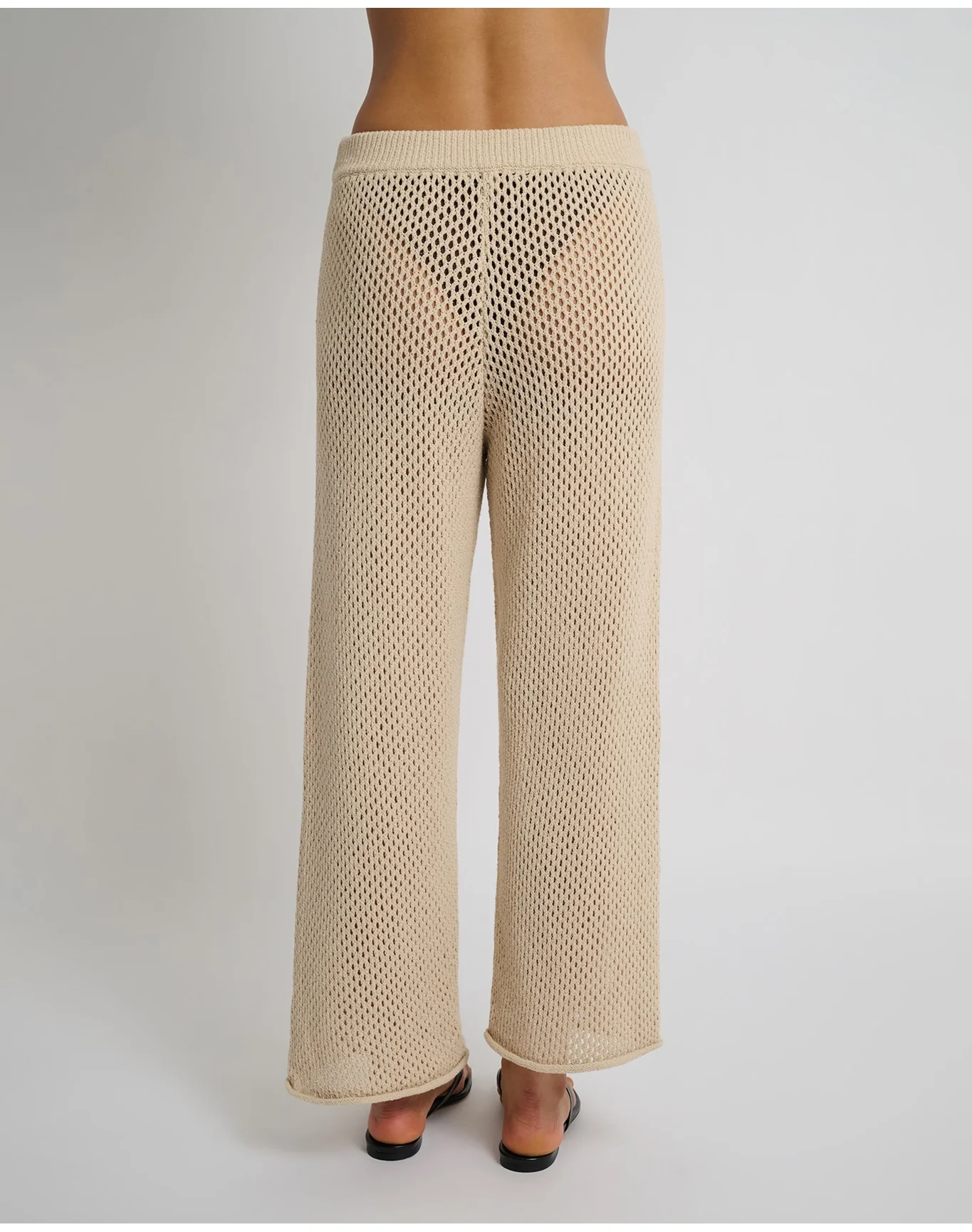 Women | Crochet Knit Wide Leg Pant | Sandshell (V2) - Image 4