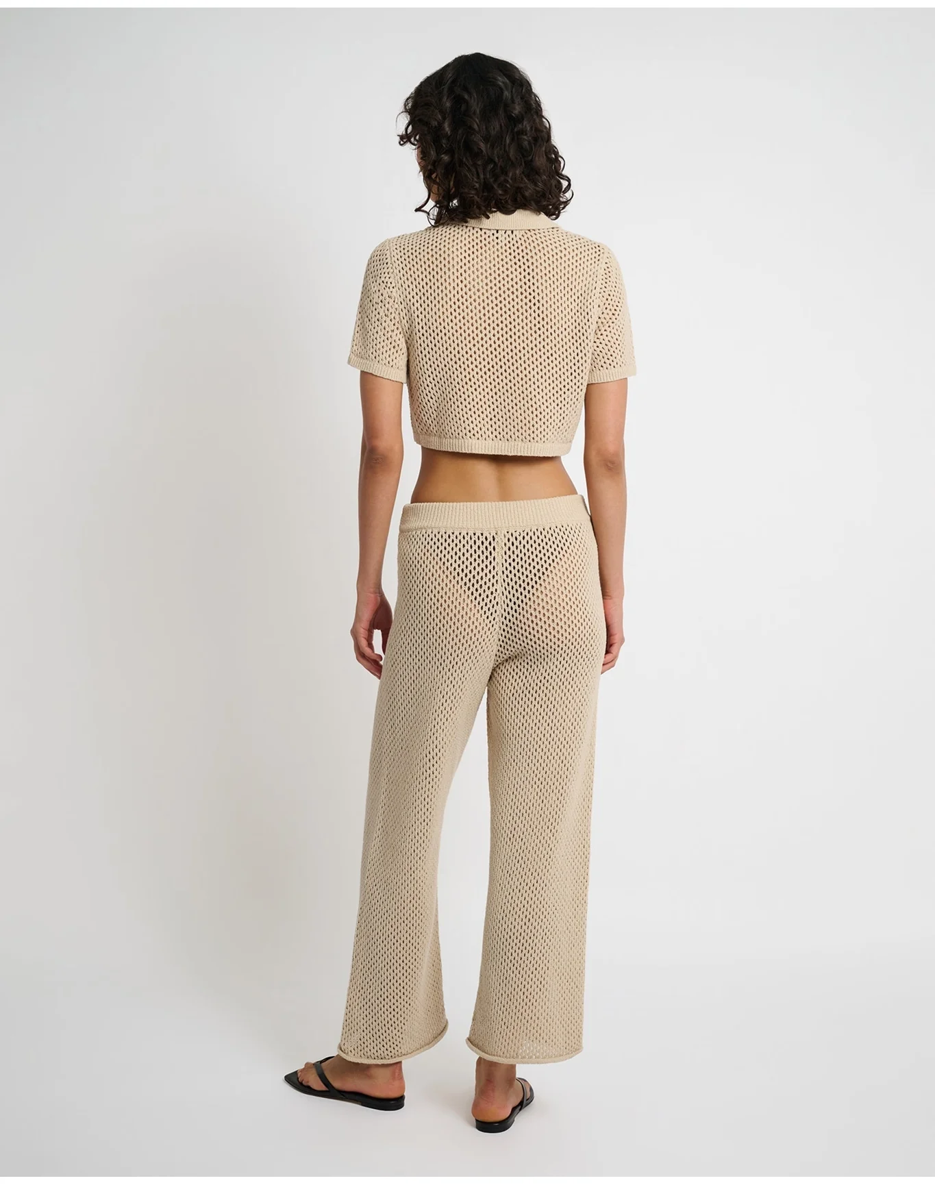 Women | Crochet Knit Wide Leg Pant | Sandshell (V2) - Image 5