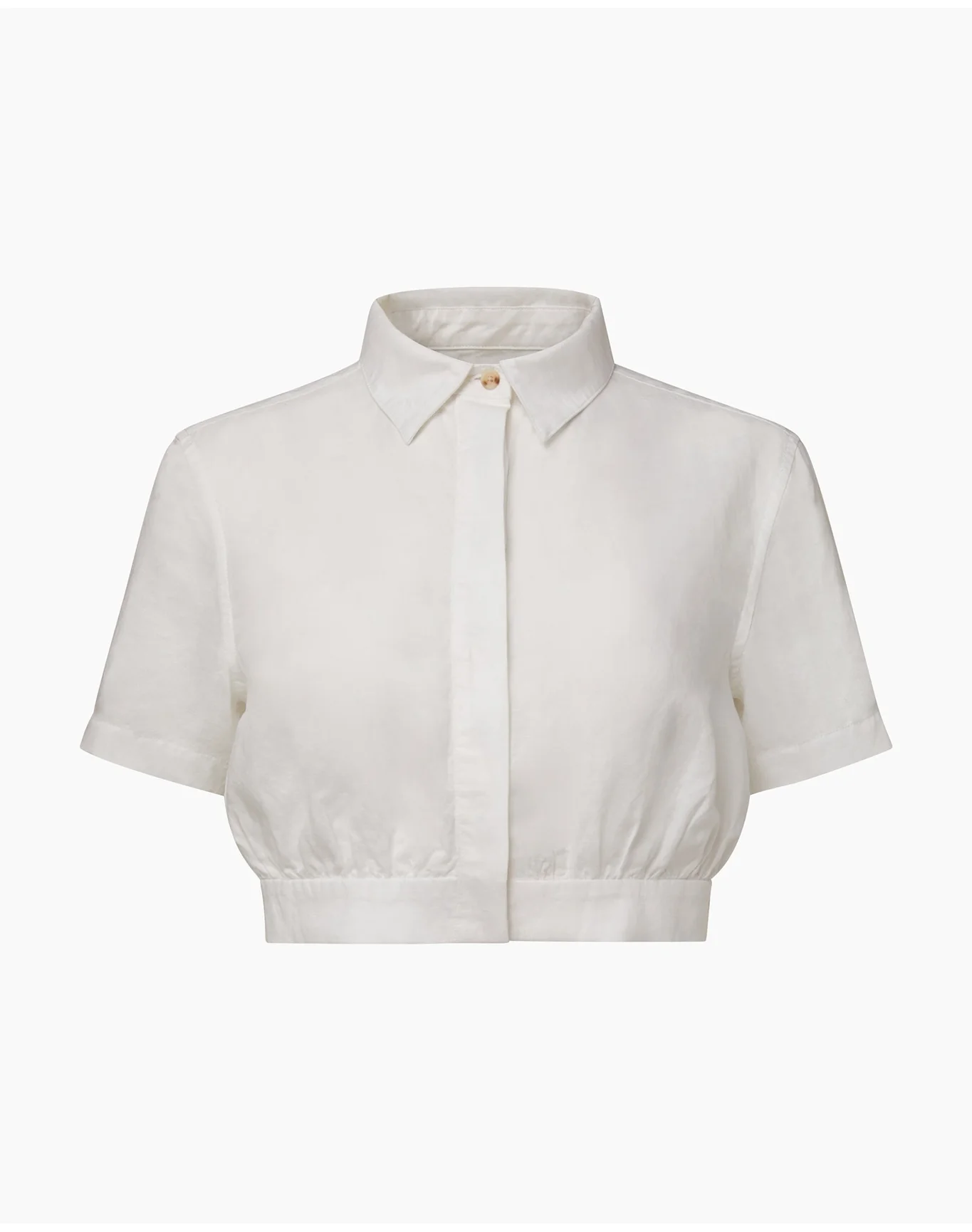Women | Cropped Button Down Shirt | White