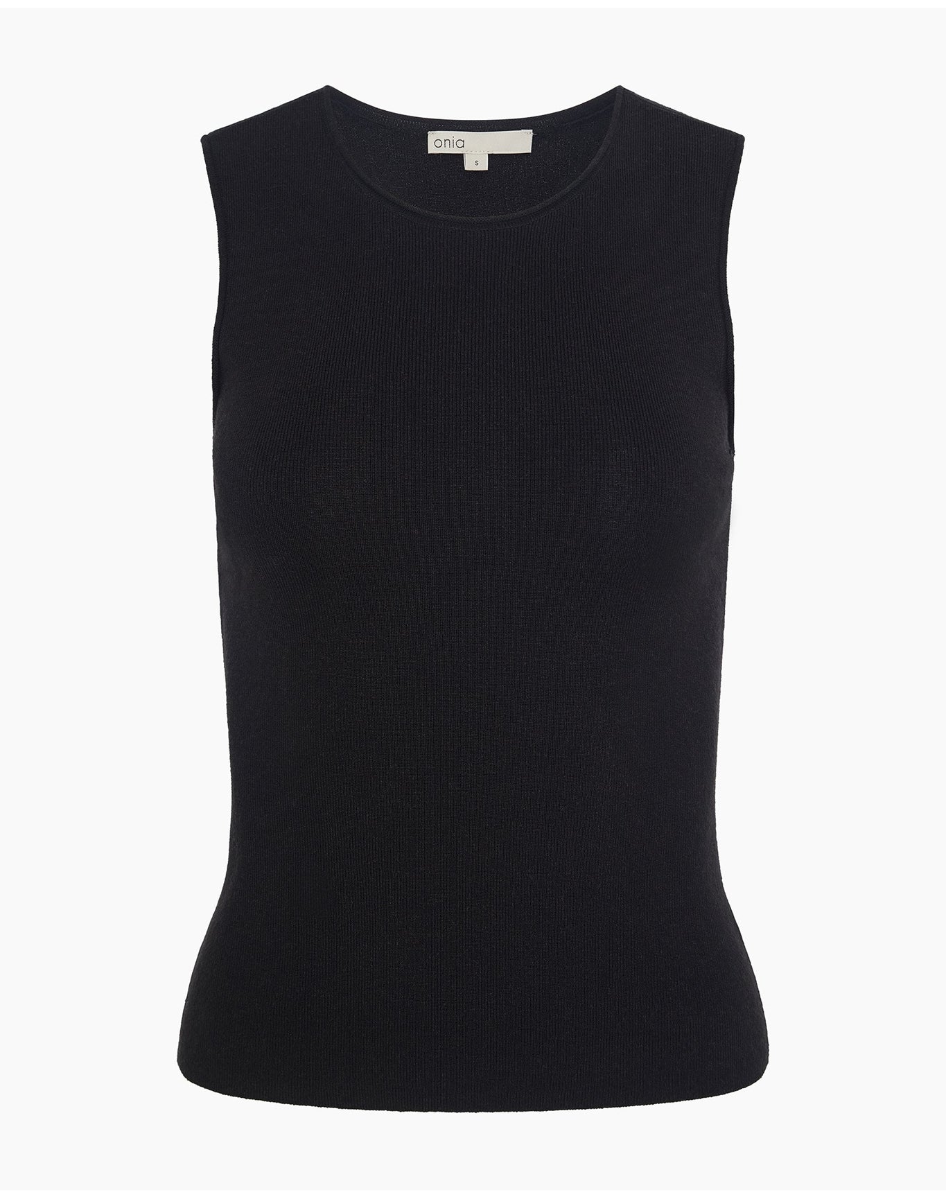 Women | Fitted Micro Rib Tank | Black - Image 2