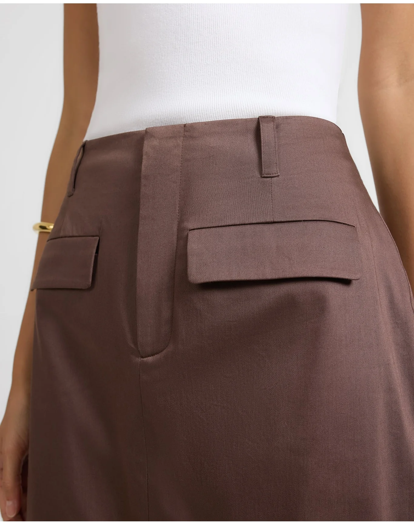 Women | Front Slit Midi Skirt | Chestnut - Image 4