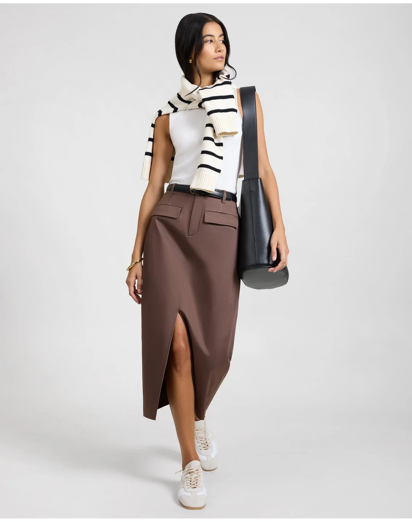 Women | Front Slit Midi Skirt | Chestnut - Image 5