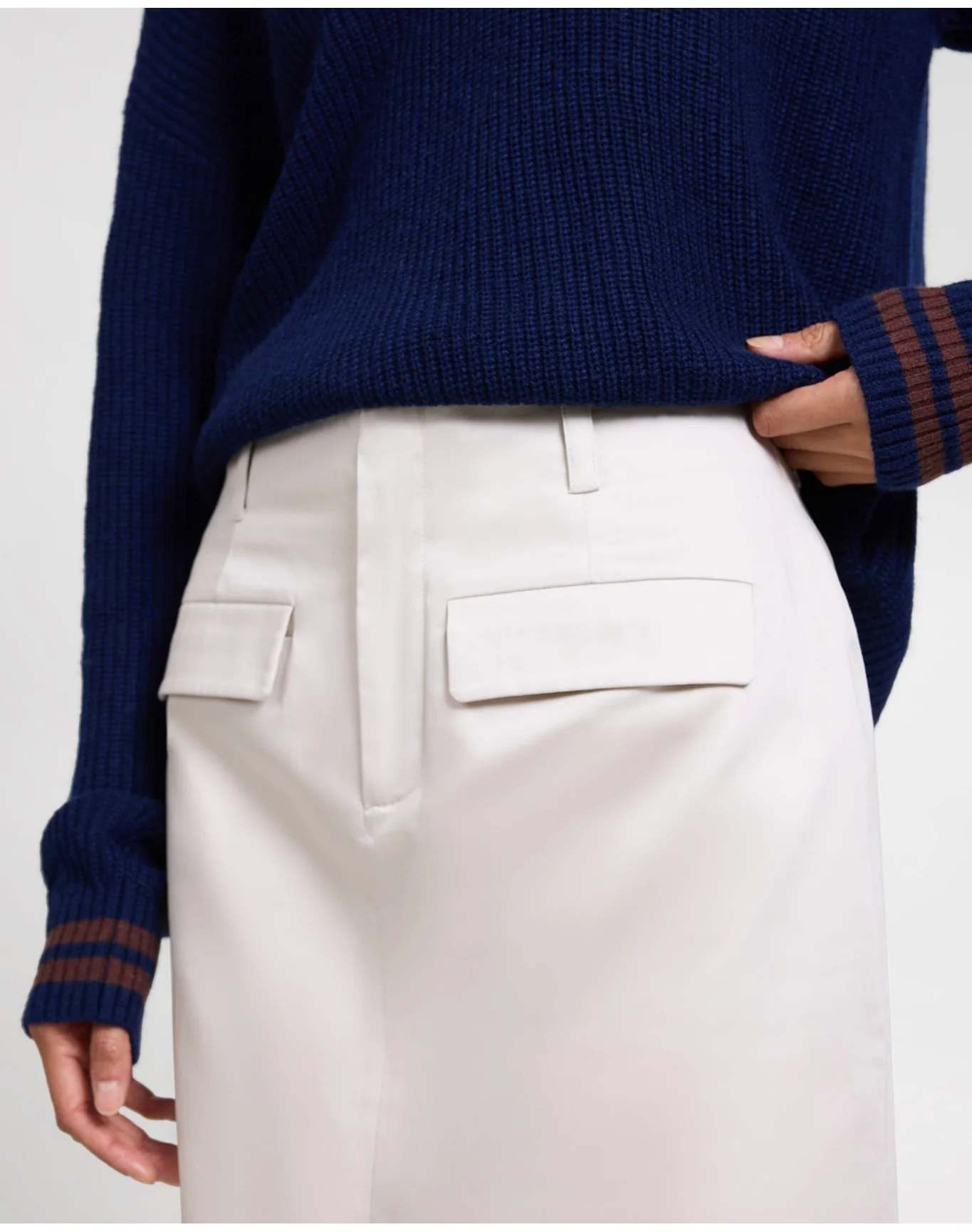 Women | Front Slit Midi Skirt | Stone - Image 3