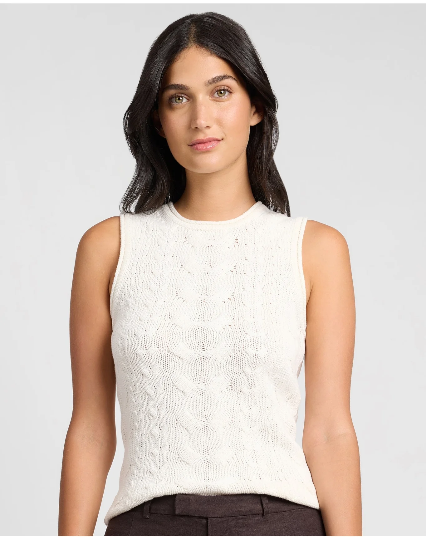 Women | Linen Cable Knit Tank | Natural Melange