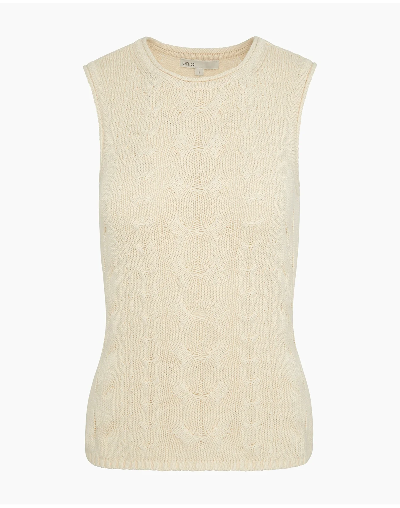 Women | Linen Cable Knit Tank | Natural Melange - Image 2