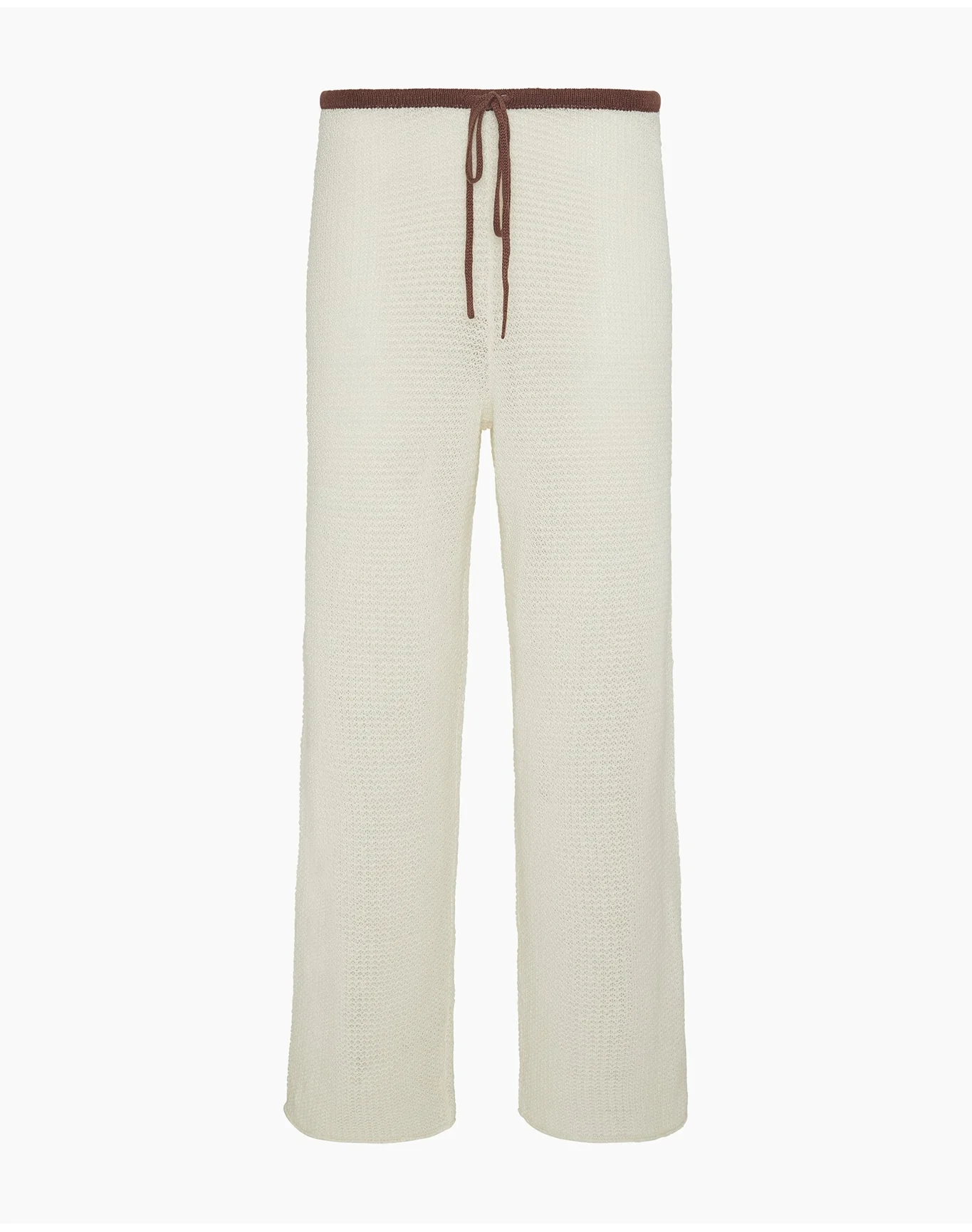 Women | Linen Knit Drawstring Pant | Egret Cappuccino - Image 3