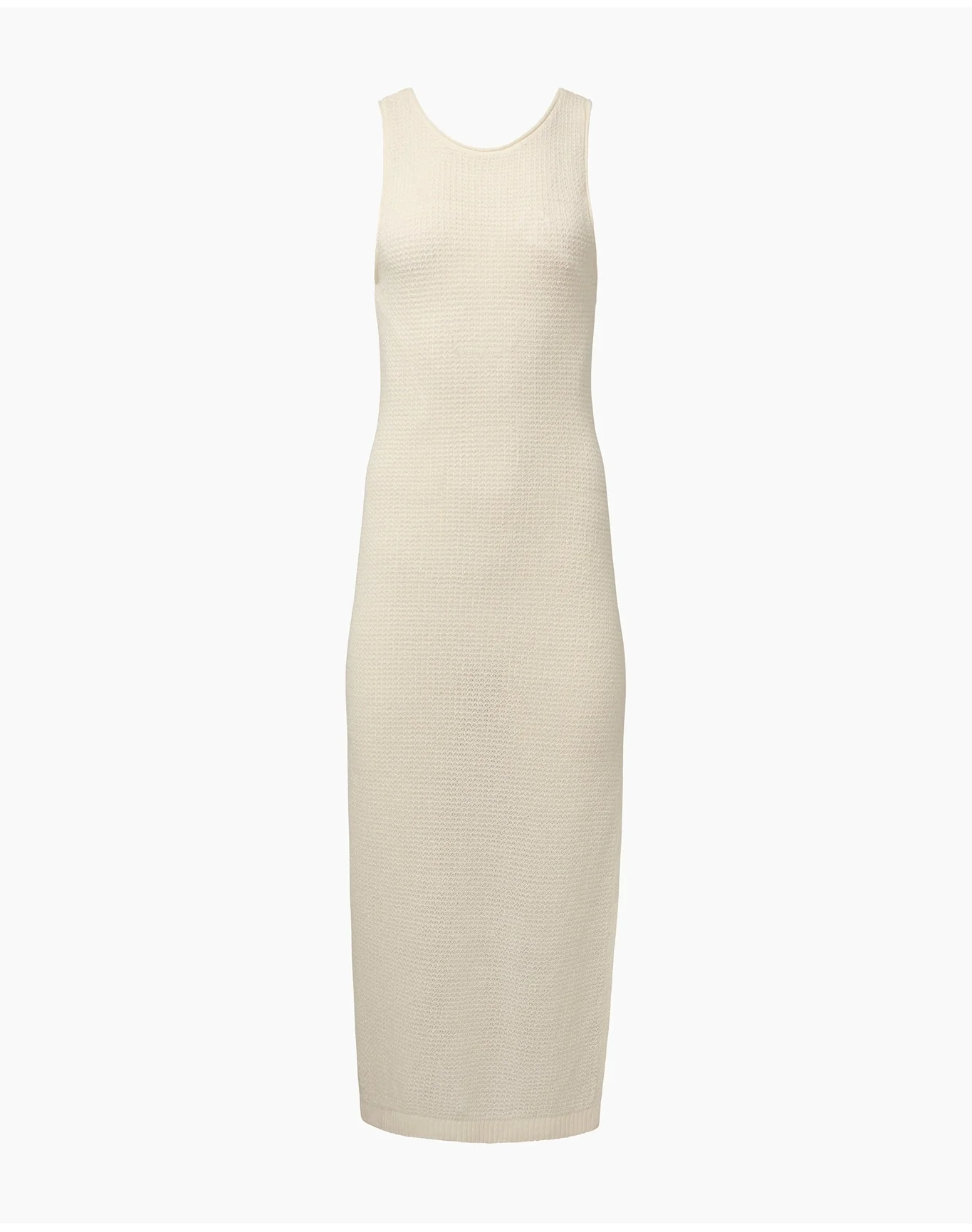 Women | Linen Knit Scoop Back Maxi Dress | White - Image 2