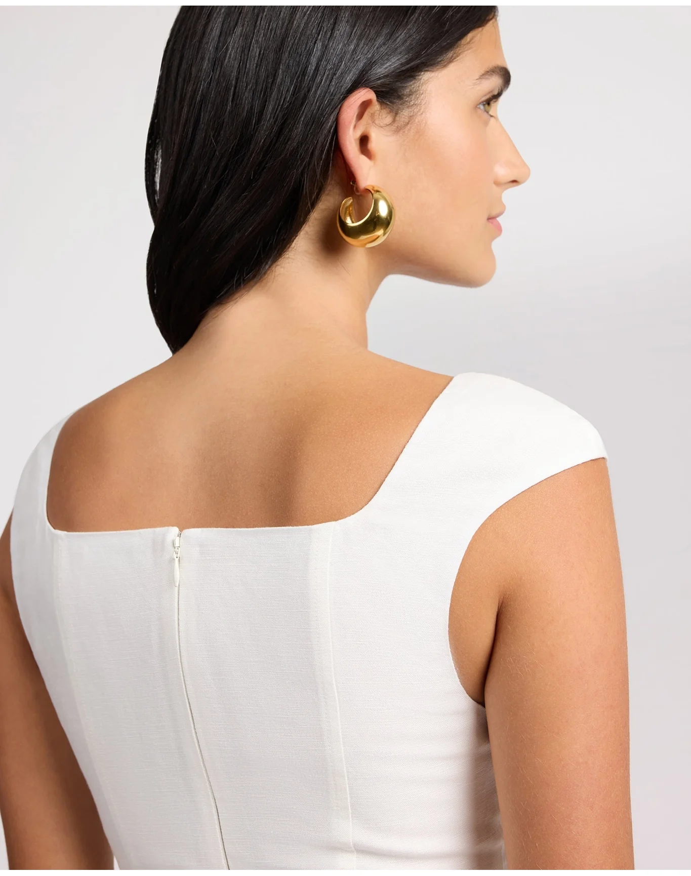 Women | Linen Peplum Top | White - Image 6
