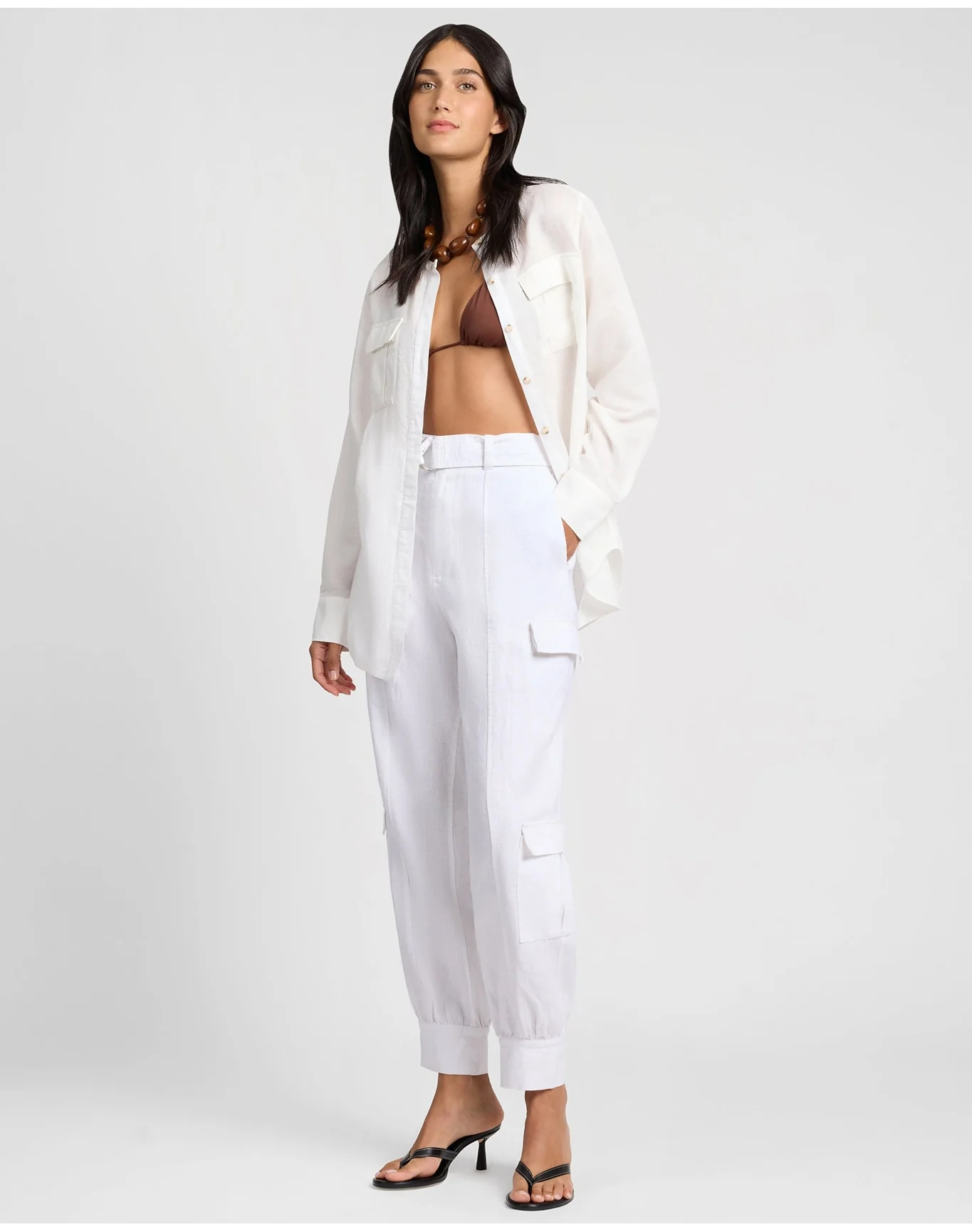 Women | Linen Utility Pant | White - Image 4