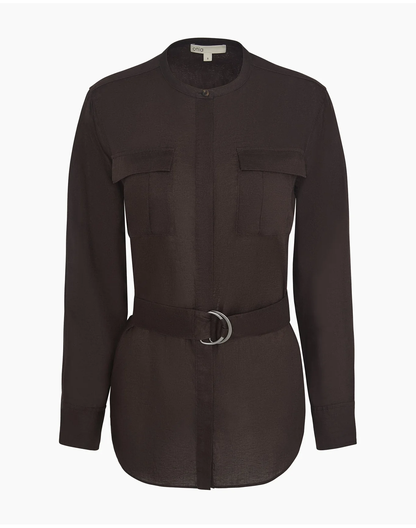 Women | Linen Utility Shirt | Espresso - Image 2