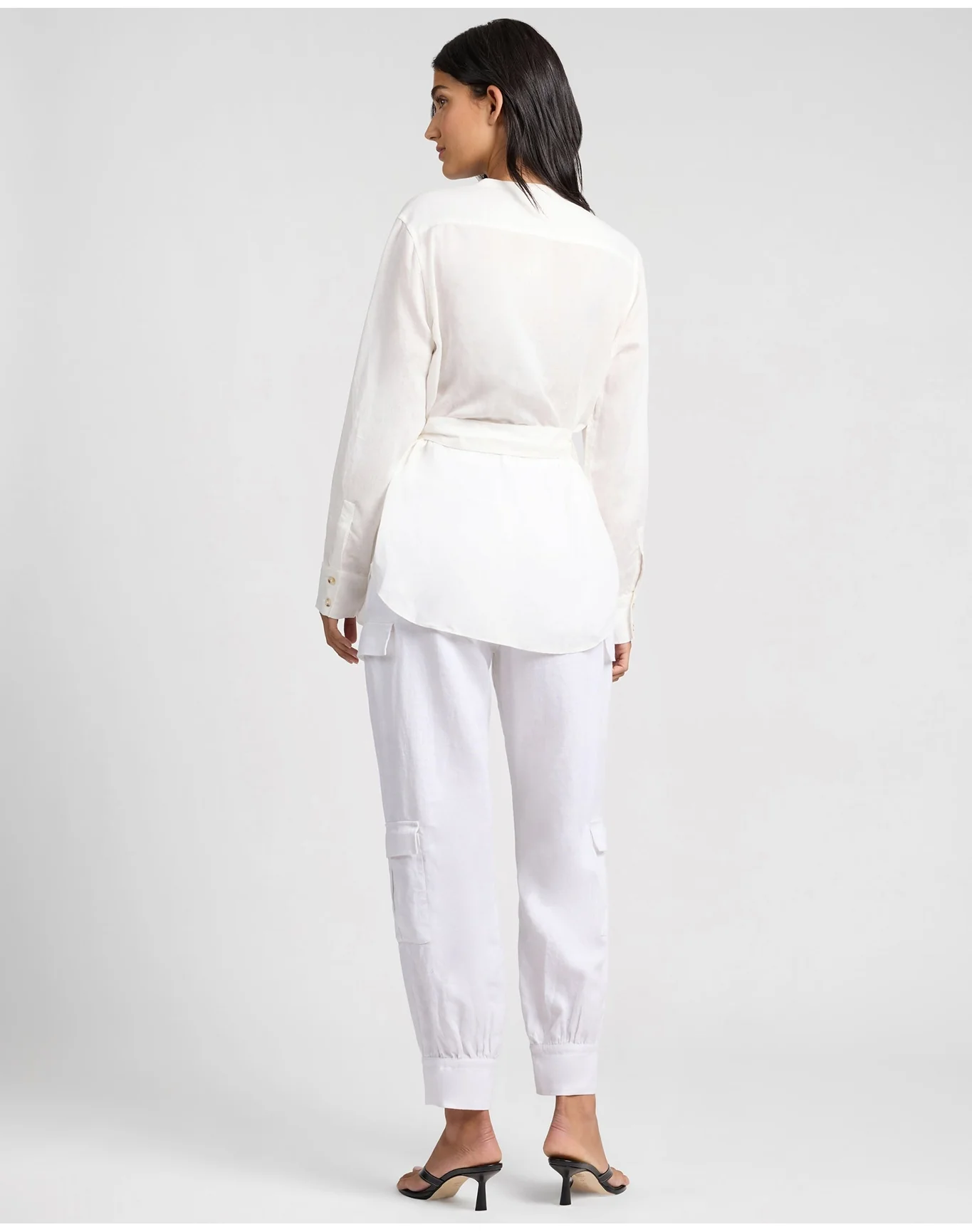 Women | Linen Utility Shirt | White - Image 5
