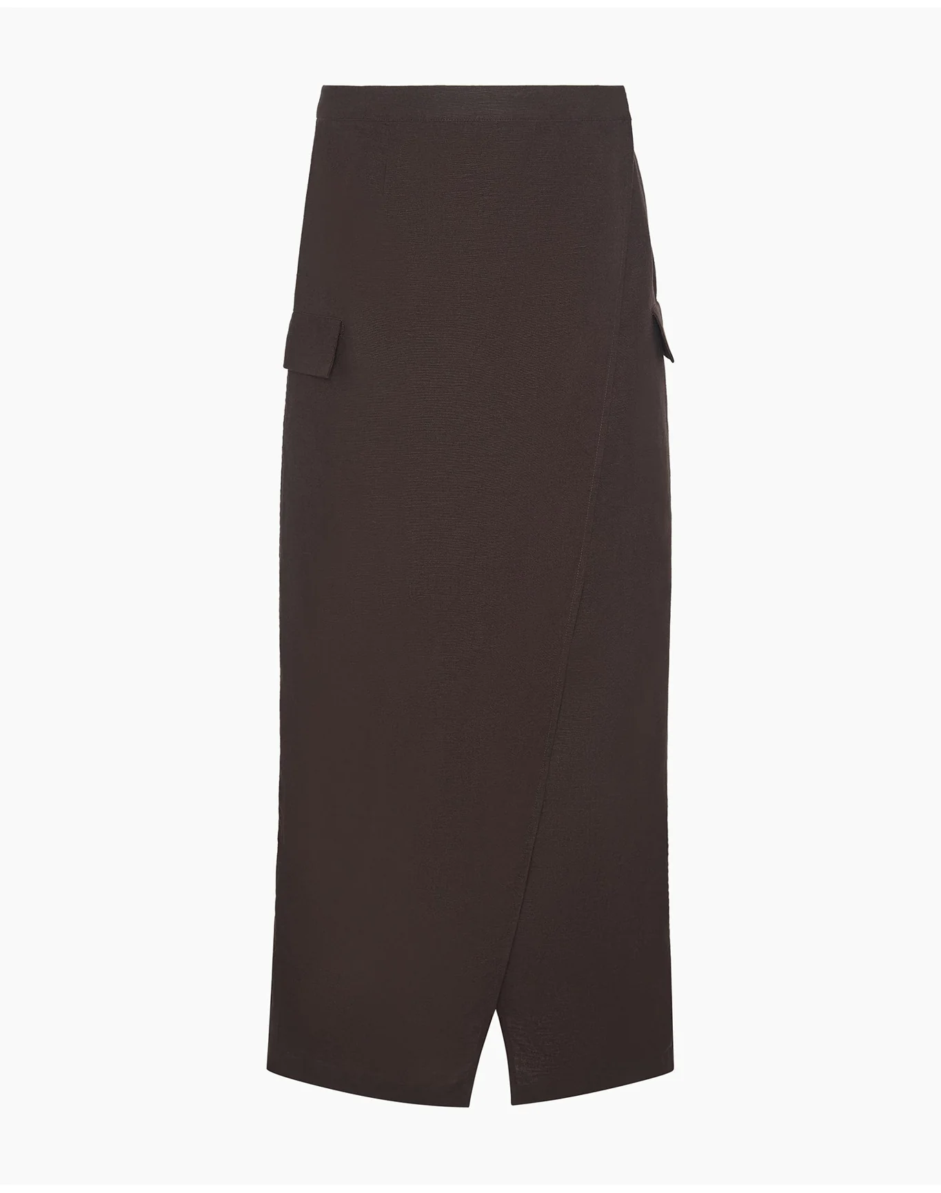 Women | Linen Utility Wrap Maxi Skirt | Espresso - Image 3