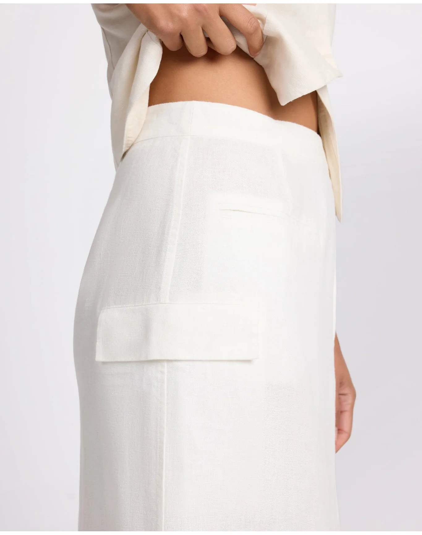 Women | Linen Utility Wrap Maxi Skirt | Natural - Image 4