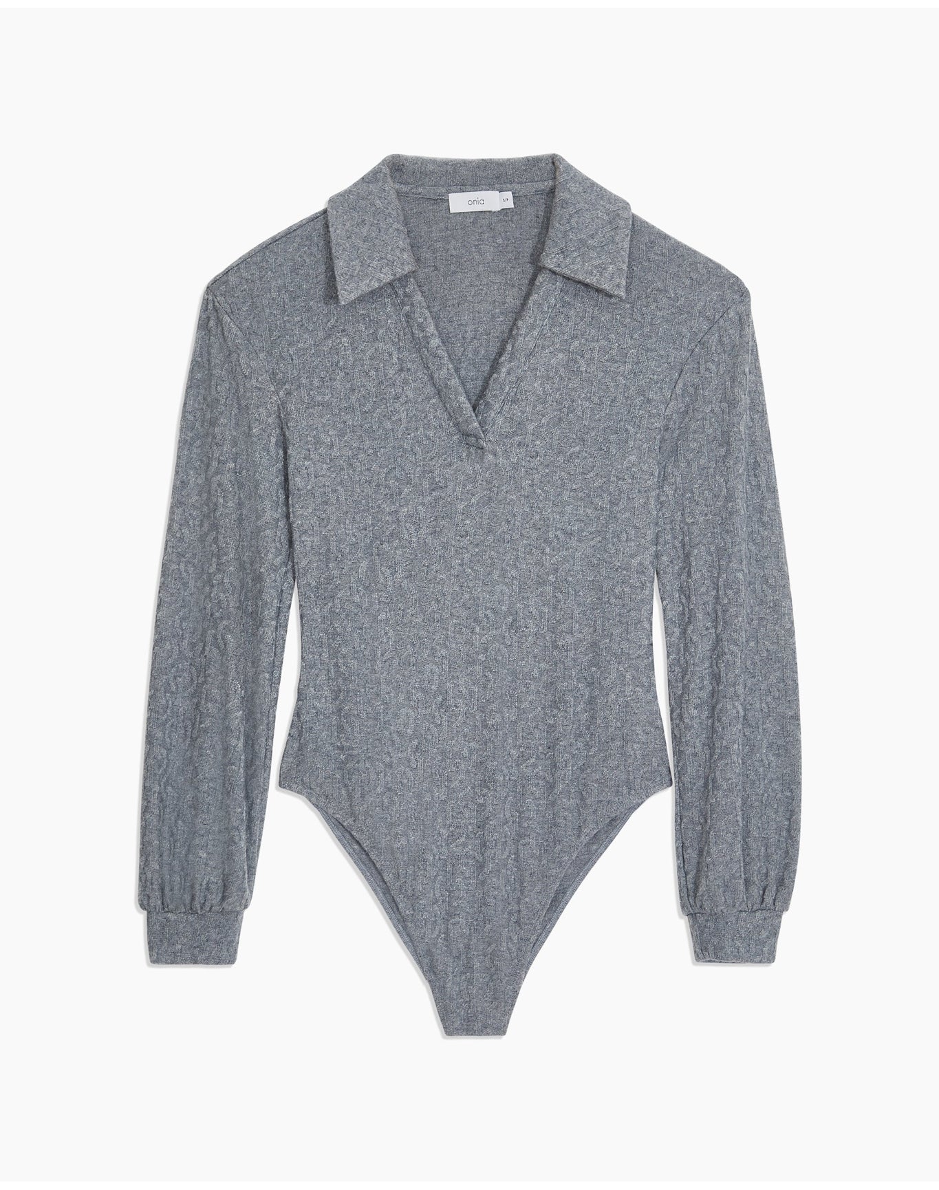 Women | Long Sleeve Polo Geo Knit Bodysuit | French Vanilla - Image 10