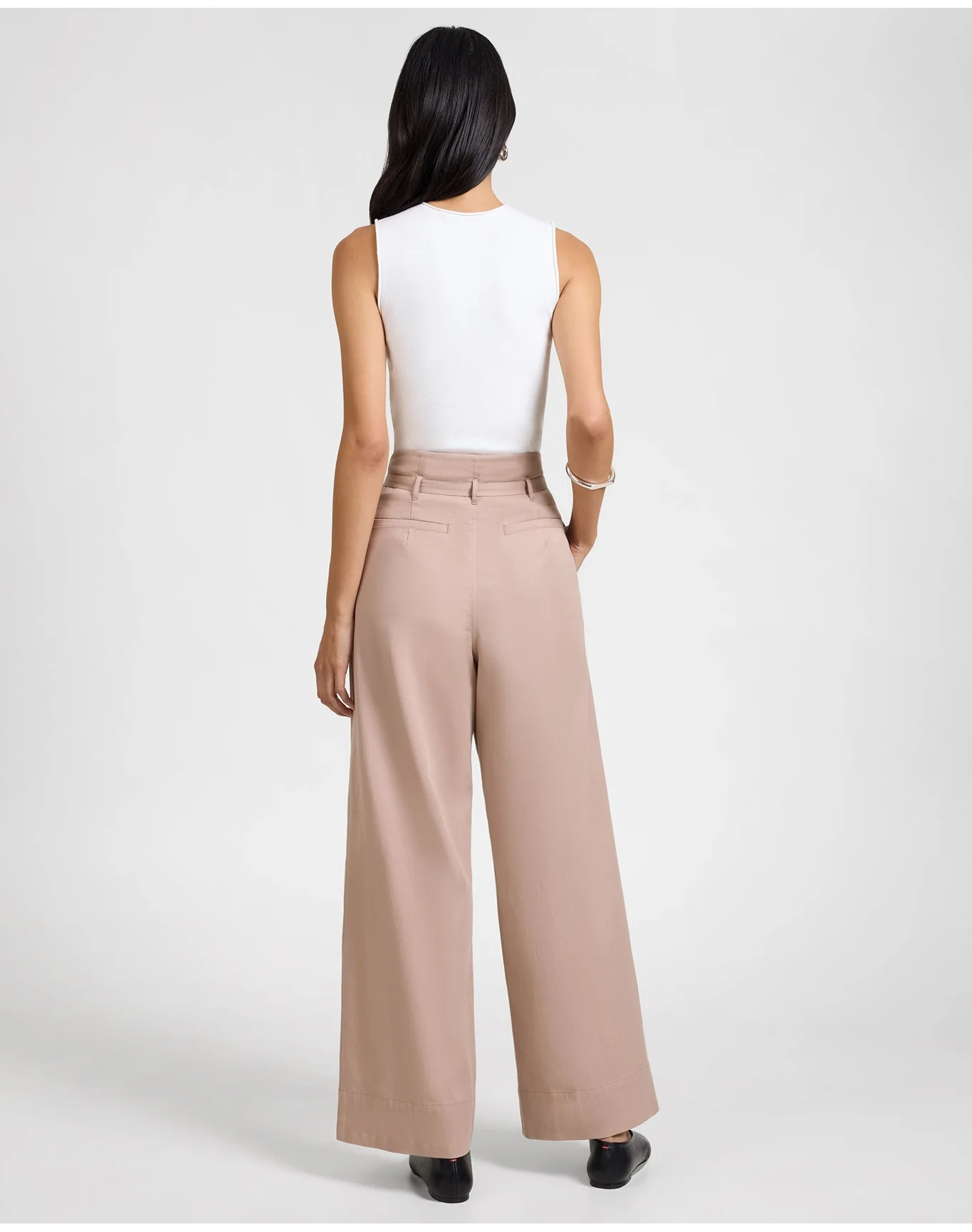 Women | Lyocell Paperbag Trouser | Warm Taupe - Image 6