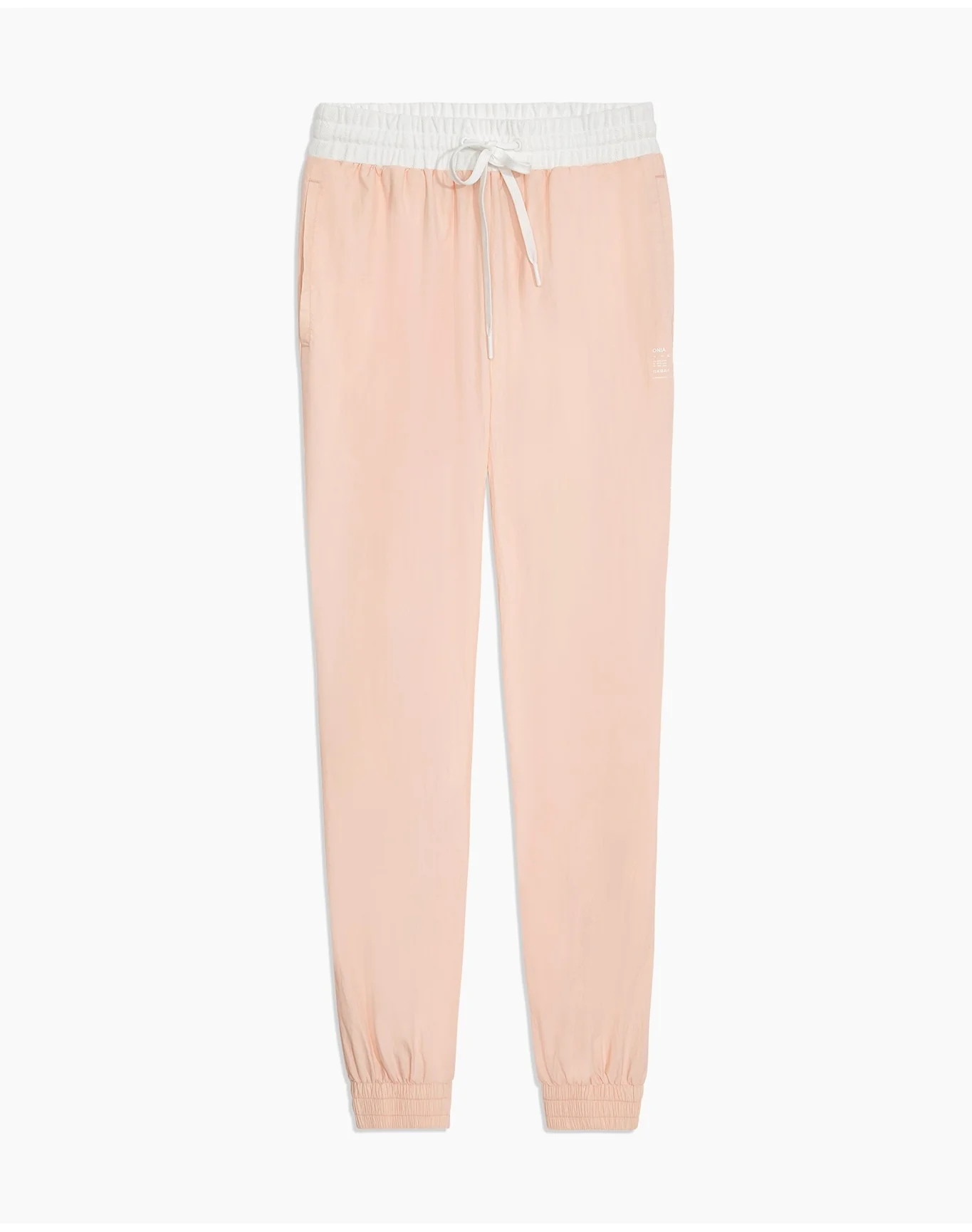 Women | Mixed Material Crinkle Nylon Jogger | Blush White - Image 3