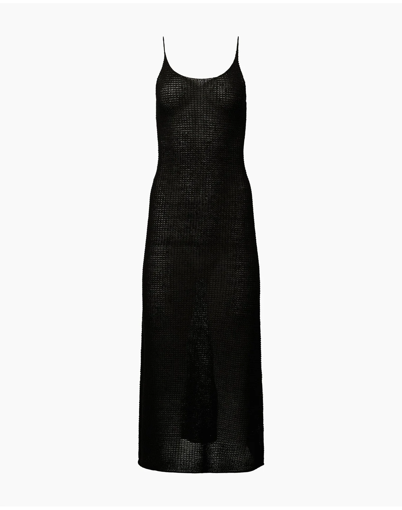 Women | Textured Linen Sweater Scoop Maxi Dress | Black - Image 2