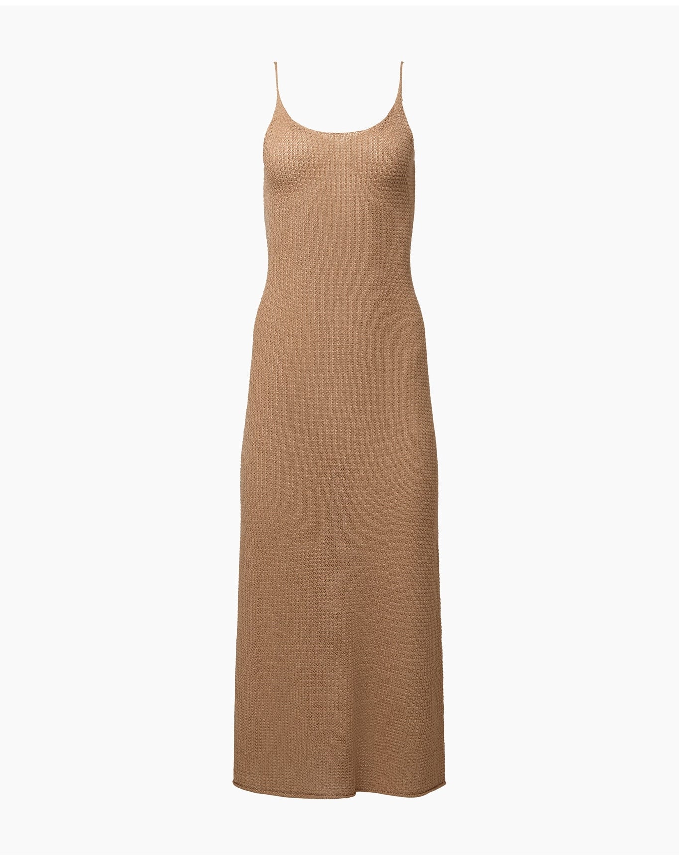 Women | Textured Linen Sweater Scoop Maxi Dress | Tan - Image 2