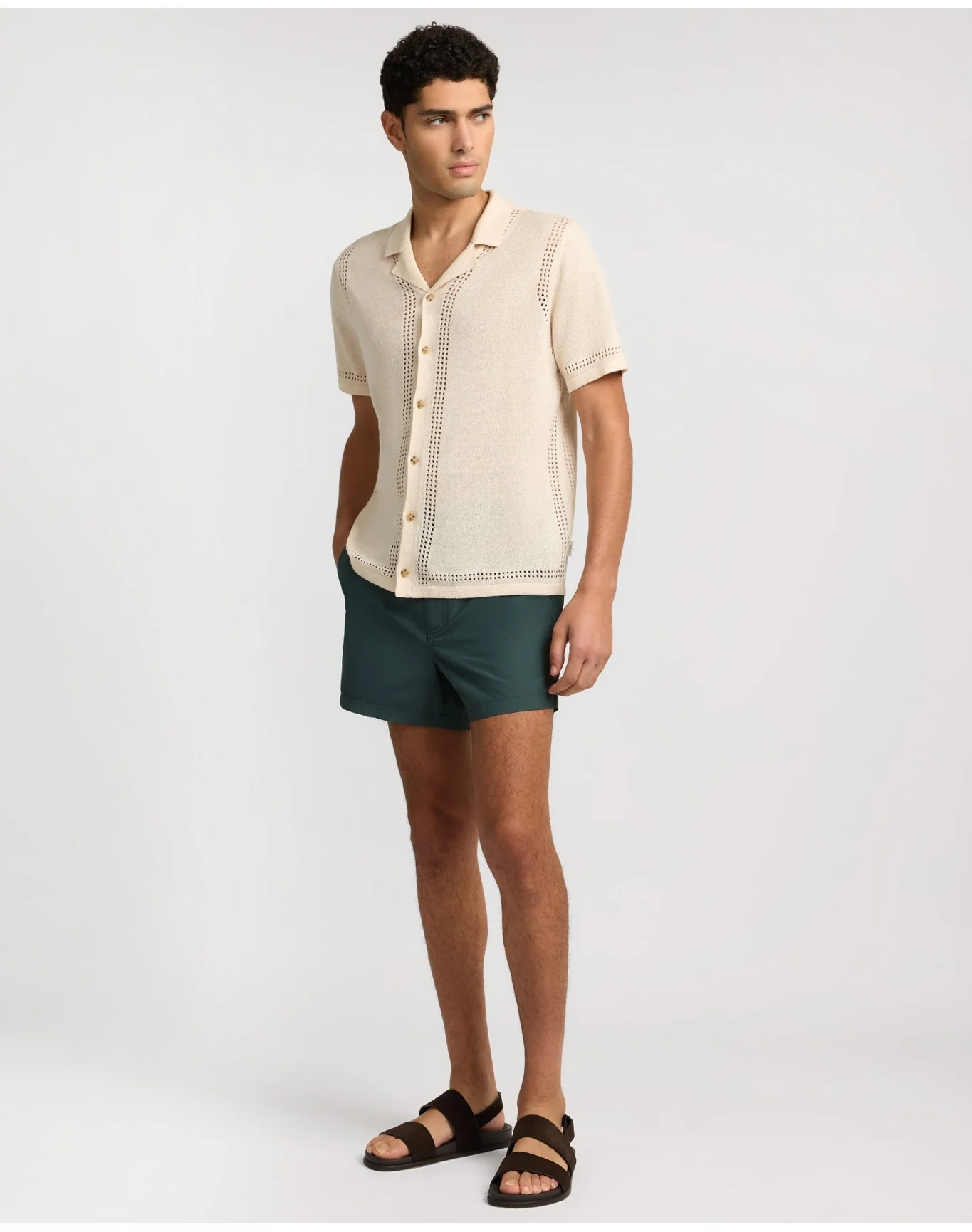 Men | Calder Side Elastic 4" Swim Trunk | Soft Olive - Image 4