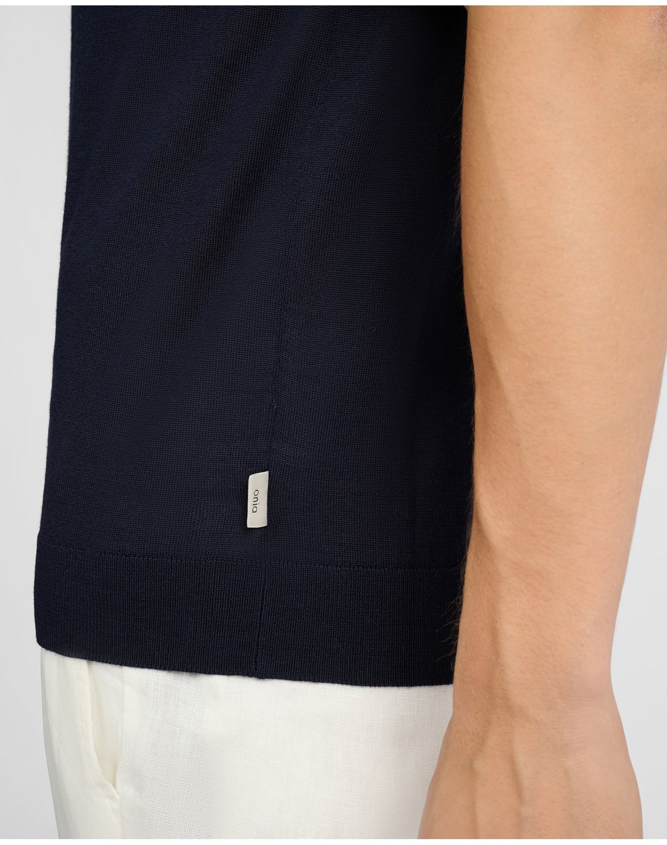Men | Extra Fine Merino Wool Polo | Midnight x White - Image 4