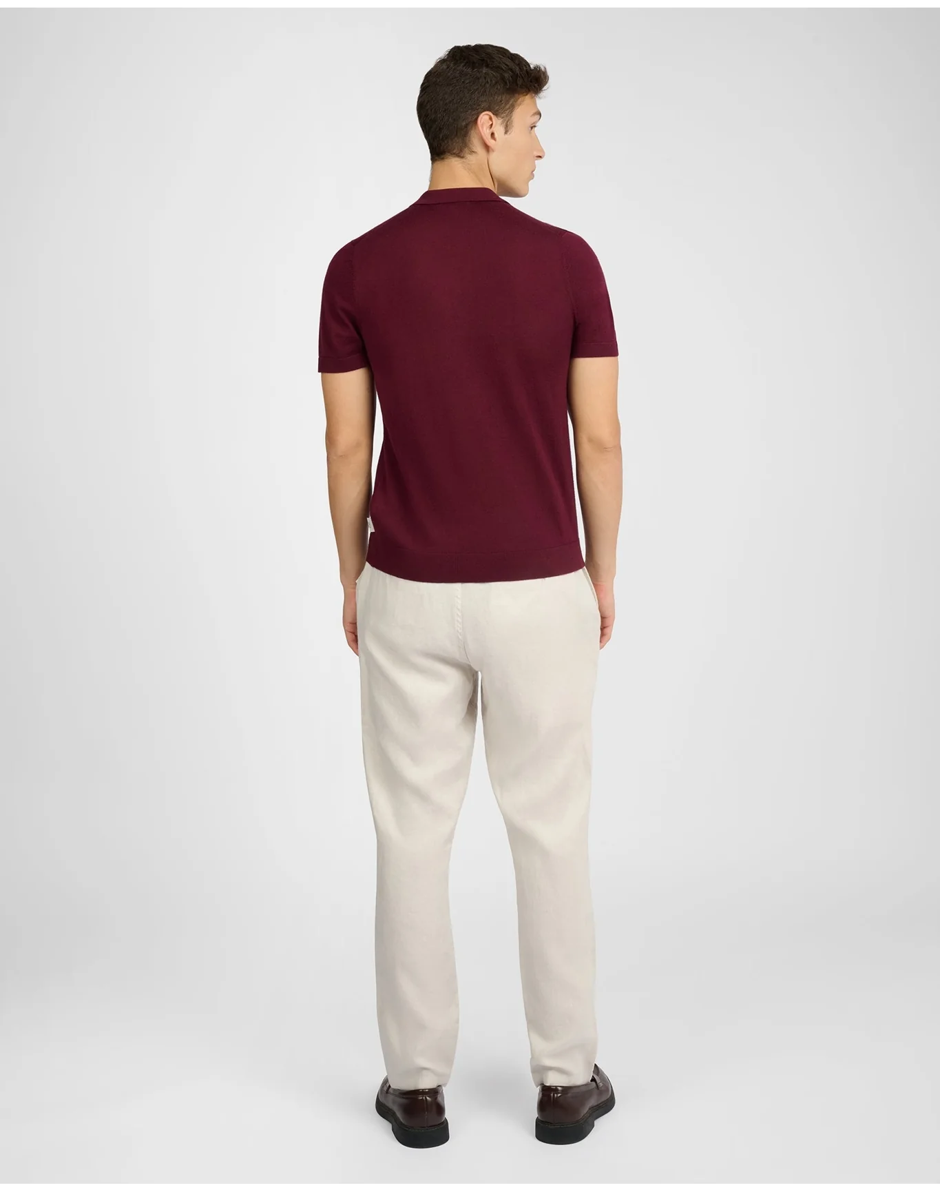 Men | Extra Fine Merino Wool Polo | Port Wine - Image 6
