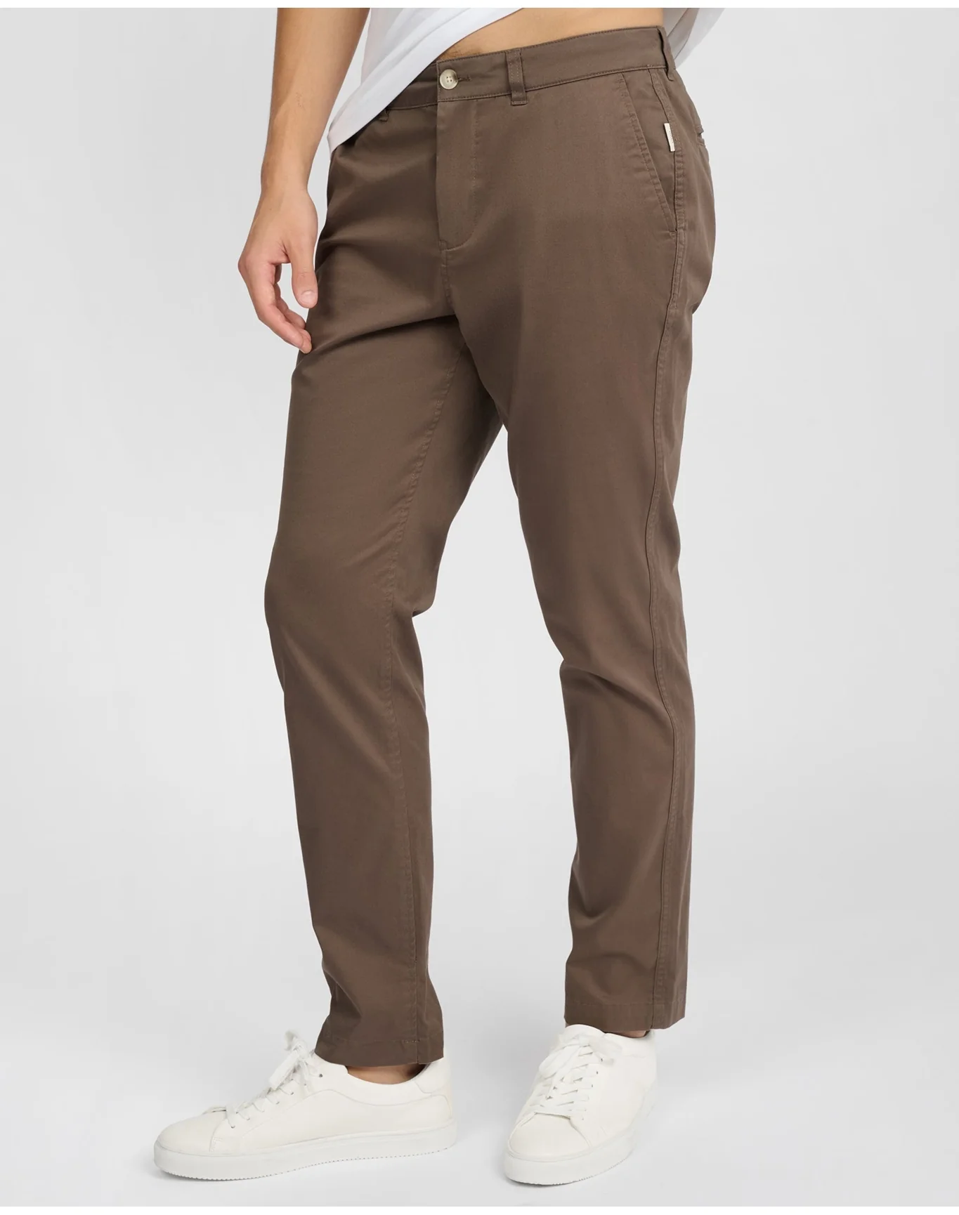 Men | Flat Front Stretch Chino Pant | Chestnut - Image 2