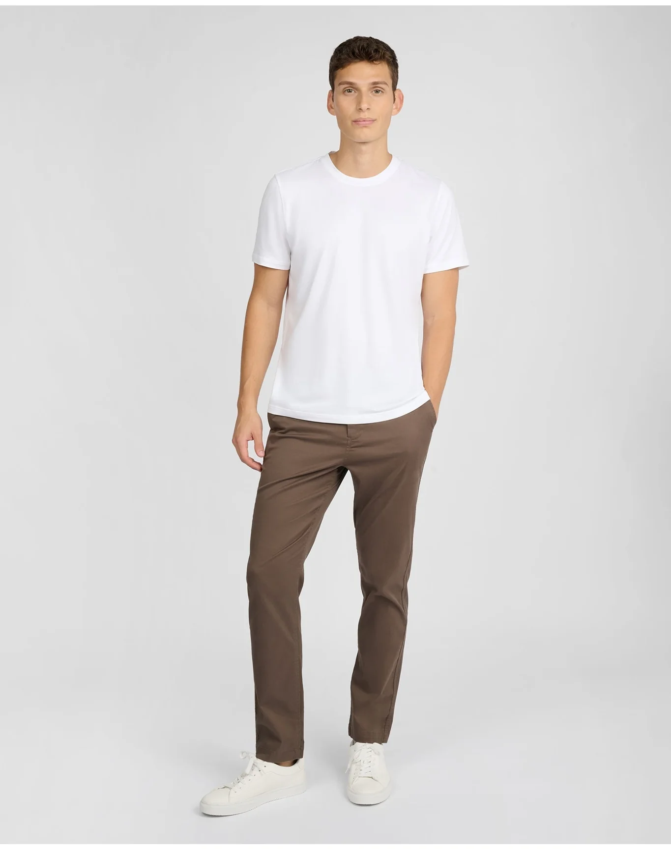 Men | Flat Front Stretch Chino Pant | Chestnut - Image 4