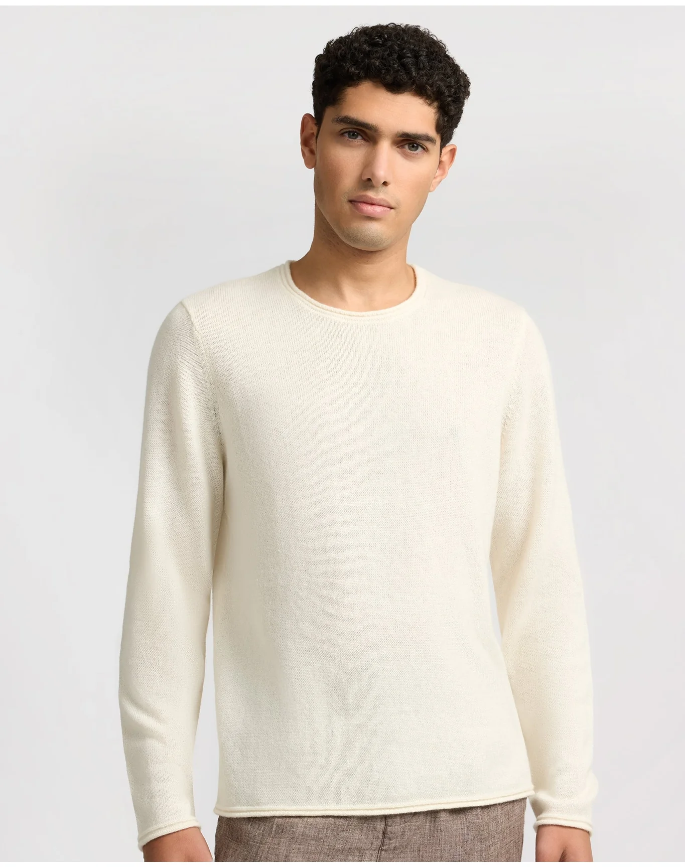 Men | Linen Cashmere Rollneck Sweater | White - Image 2